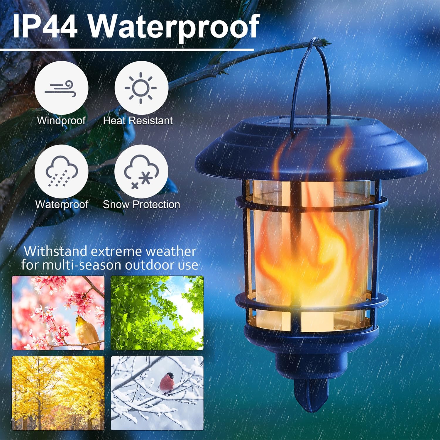 Dynaming 6 Pack Solar Flame Torch Lights Outdoor, Halloween Dual Use Flickering Flame Garden Light, Christmas Hanging Lanterns, Auto On/Off & Waterproof Lighting for Lawn Patio Yard Walkway Driveway - Image 3