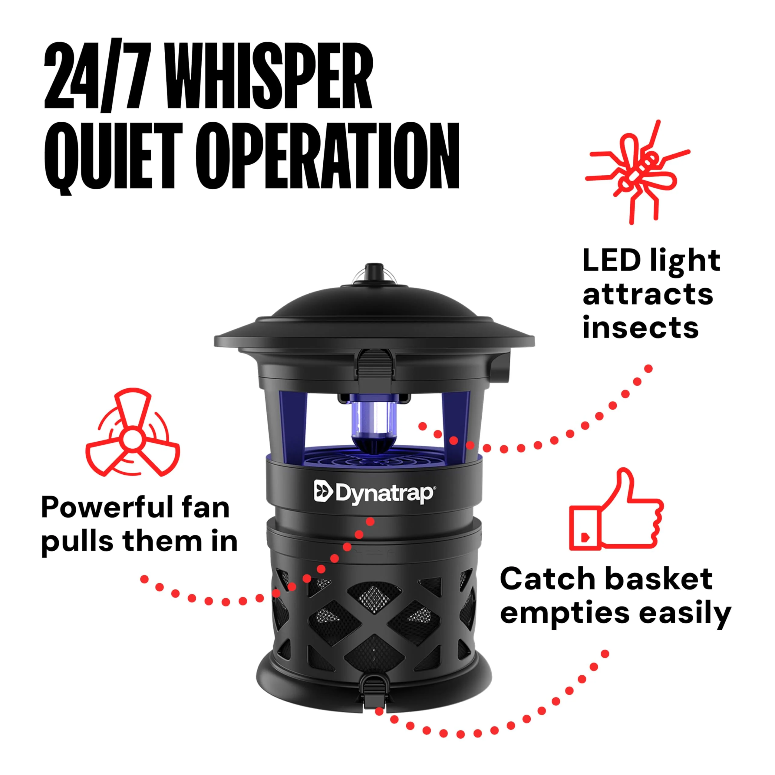 Dynatrap DT1130SR 1/2 Acre Mosquito & Flying Insect Outdoor Trap and Killer – Kills Mosquitoes, Flies, Wasps, Gnats, & Other Flying Insects - Bug Zapper Alternative – Black - Image 7