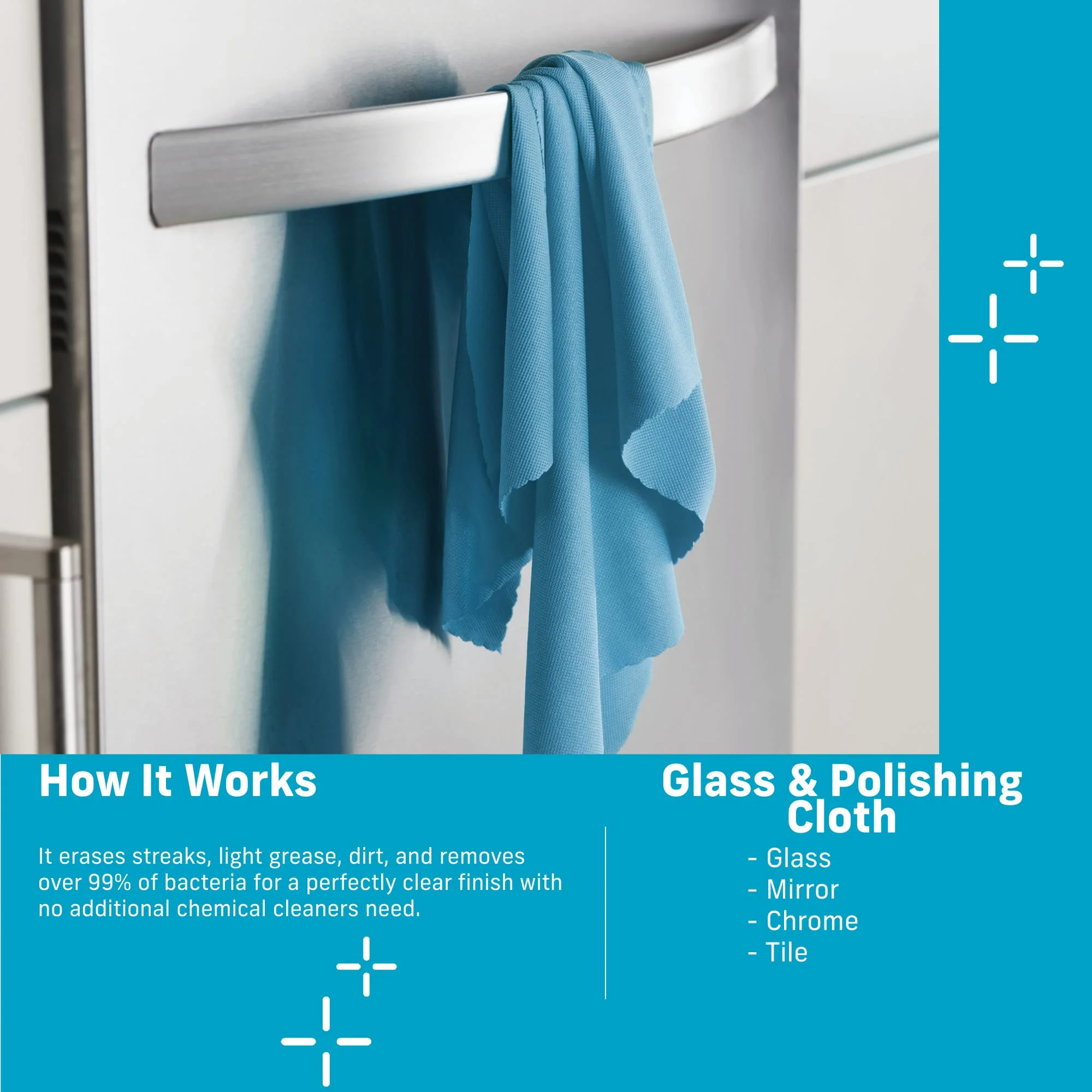 E-Cloth Glass & Polishing Cloths, Premium Microfiber Glass Cleaner, Great for Windows, Glass and Mirrors, Washable and Reusable, 100 Wash Guarantee, Alaskan Blue, 2 Pack - Image 10