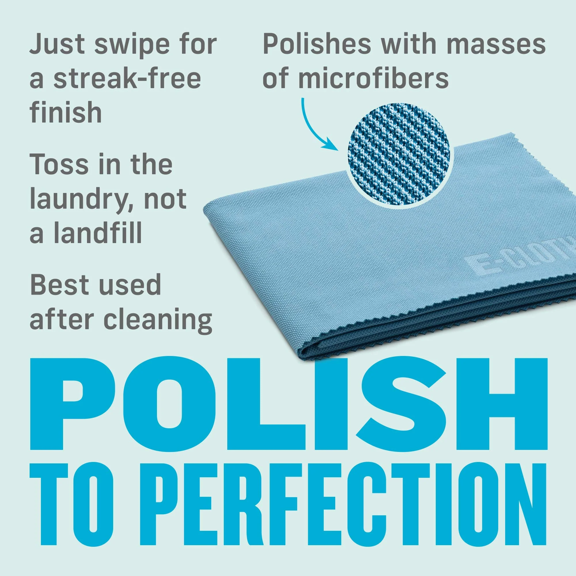 E-Cloth Glass & Polishing Cloths, Premium Microfiber Glass Cleaner, Great for Windows, Glass and Mirrors, Washable and Reusable, 100 Wash Guarantee, Alaskan Blue, 2 Pack - Image 9