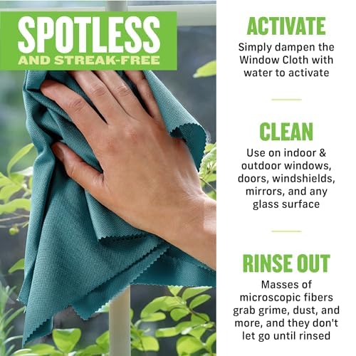 E-Cloth Microfiber Window Cleaning Cloth Kit - Glass Cleaning Cloth for Windows, Mirrors, Cars, Lenses, Eyeglasses, & More, Streak Free Clean, Machine Washable Reusable Towel - Green (2 Kits) - Image 7