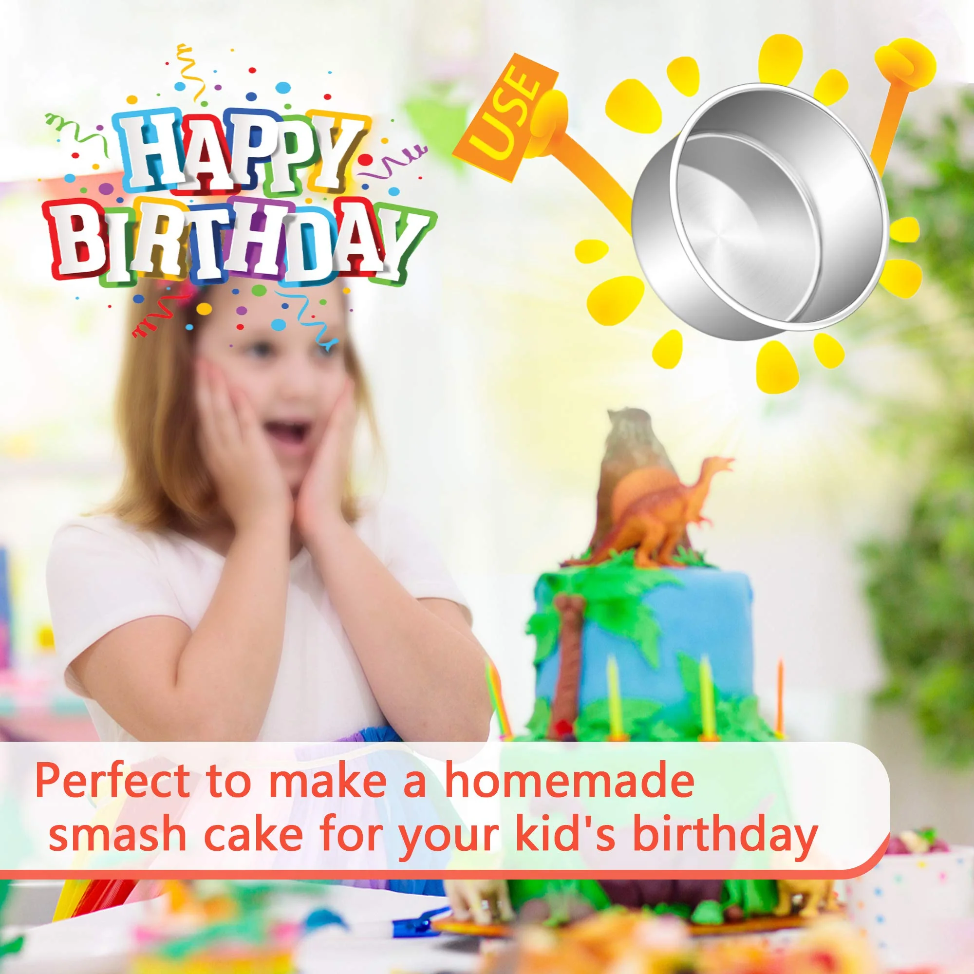 E-far Cake Pans Set of 3, 6 x 3 Inch Stainless Steel Round Cake Baking Pans Tins for Wedding Birthday, Deep Side & Non-toxic, Oven & Dishwasher Safe, Mirror Finish & Straight Side - Image 2