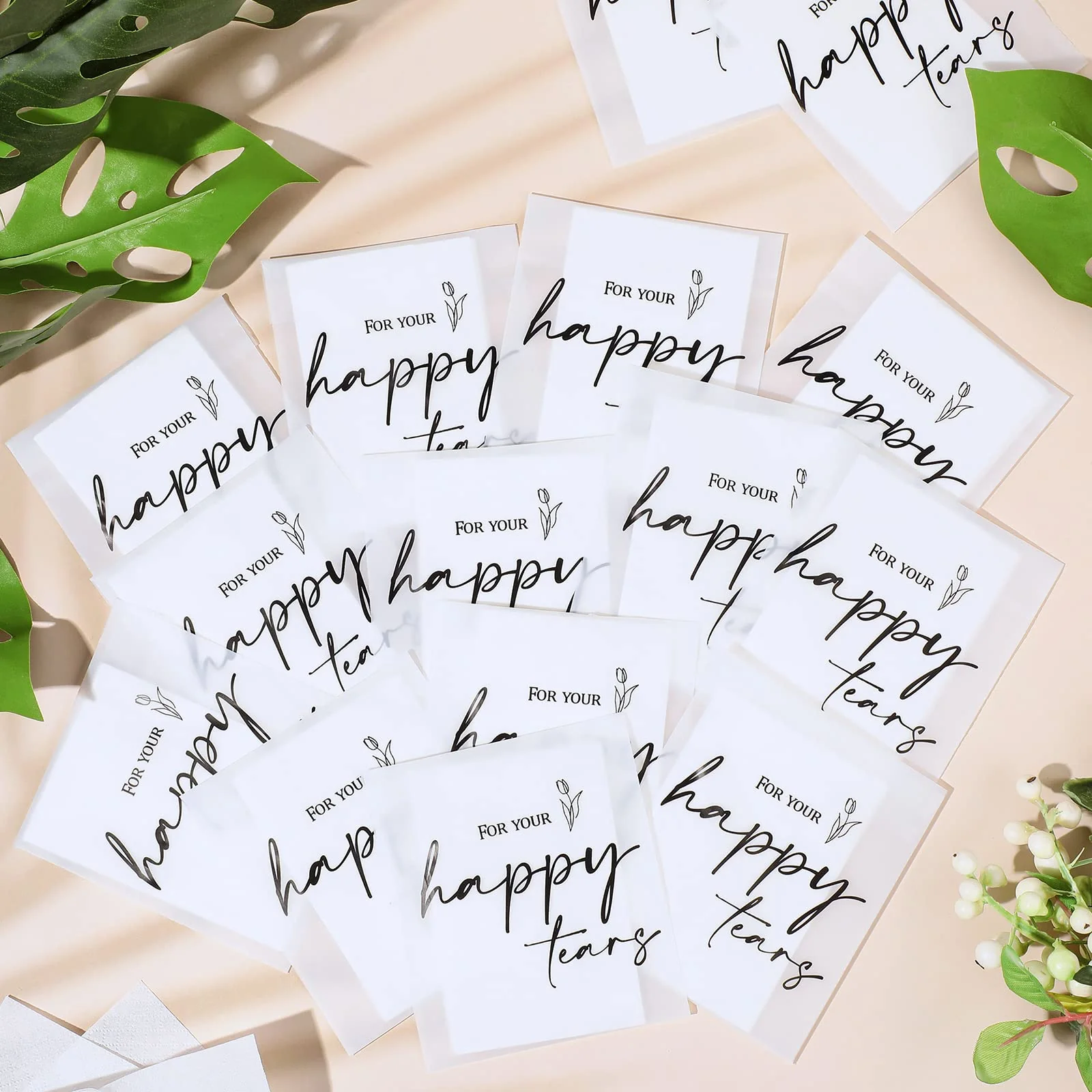 Eaasty 60 Pack Happy Tears Tissue Packs for Wedding 3 Ply Wedding Tissues for Guests Travel Size Bulk Facial Paper Welcome Bag Stuffers Gift Bride Groom Mother - Image 4