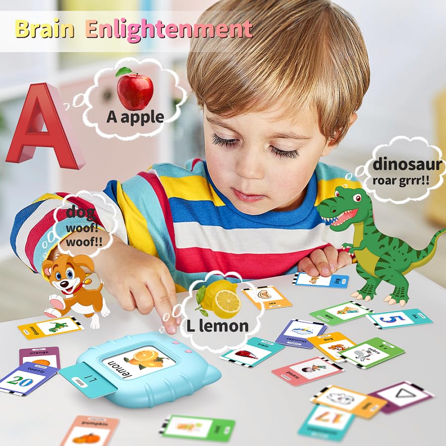 Eaever 520 ABC Sight Words Talking Flash Cards, Christmas Birthday Gift for 2 3 4 5 6 Year Old Boys and Girls, Preschool-Learning-Activities, Toddler Educational Toys for Ages 1-6 Kids, Blue - Image 3