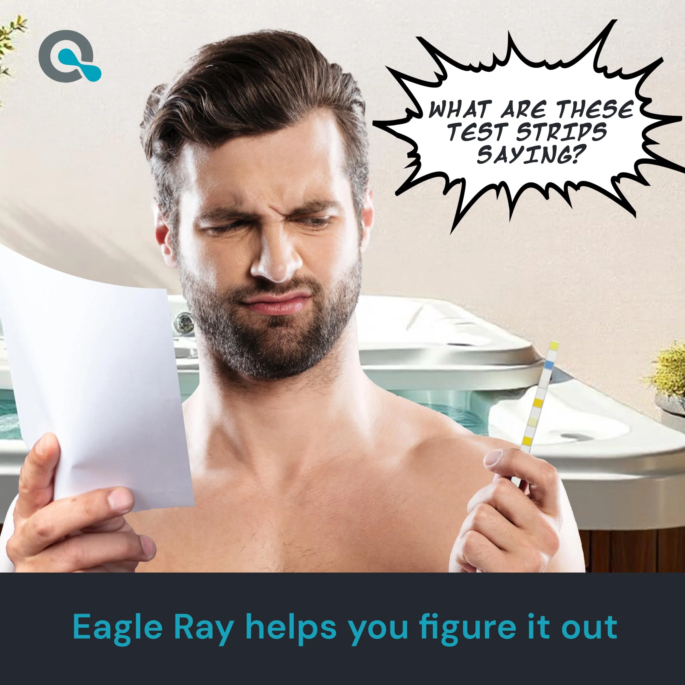 Eagle Ray Digital Spa Water Test Kit by AquaDoc with Digital Water Tester and 30 hot tub Test Strips for Chlorine, Bromine, Total Hardness, Cyanuric Acid, Alkalinity, and pH - Image 7