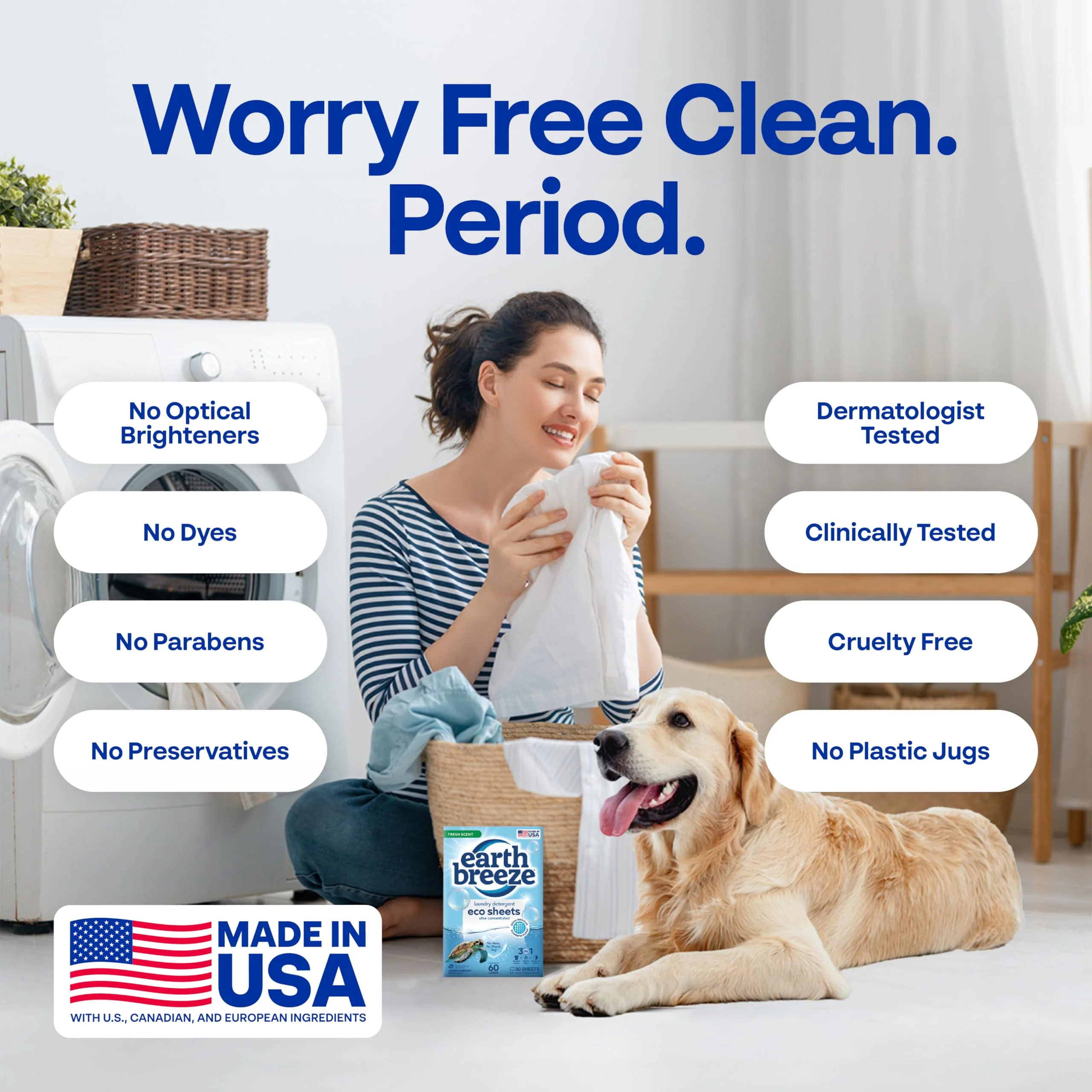 Earth Breeze Laundry Detergent Sheets Fresh Scent - 60 Loads Eco Liquidless Soap - Travel-Friendly for Hot & Cold Cycles, Tackles Tough Stains & Odors - Gentle on Skin, 30 Ct - Image 6