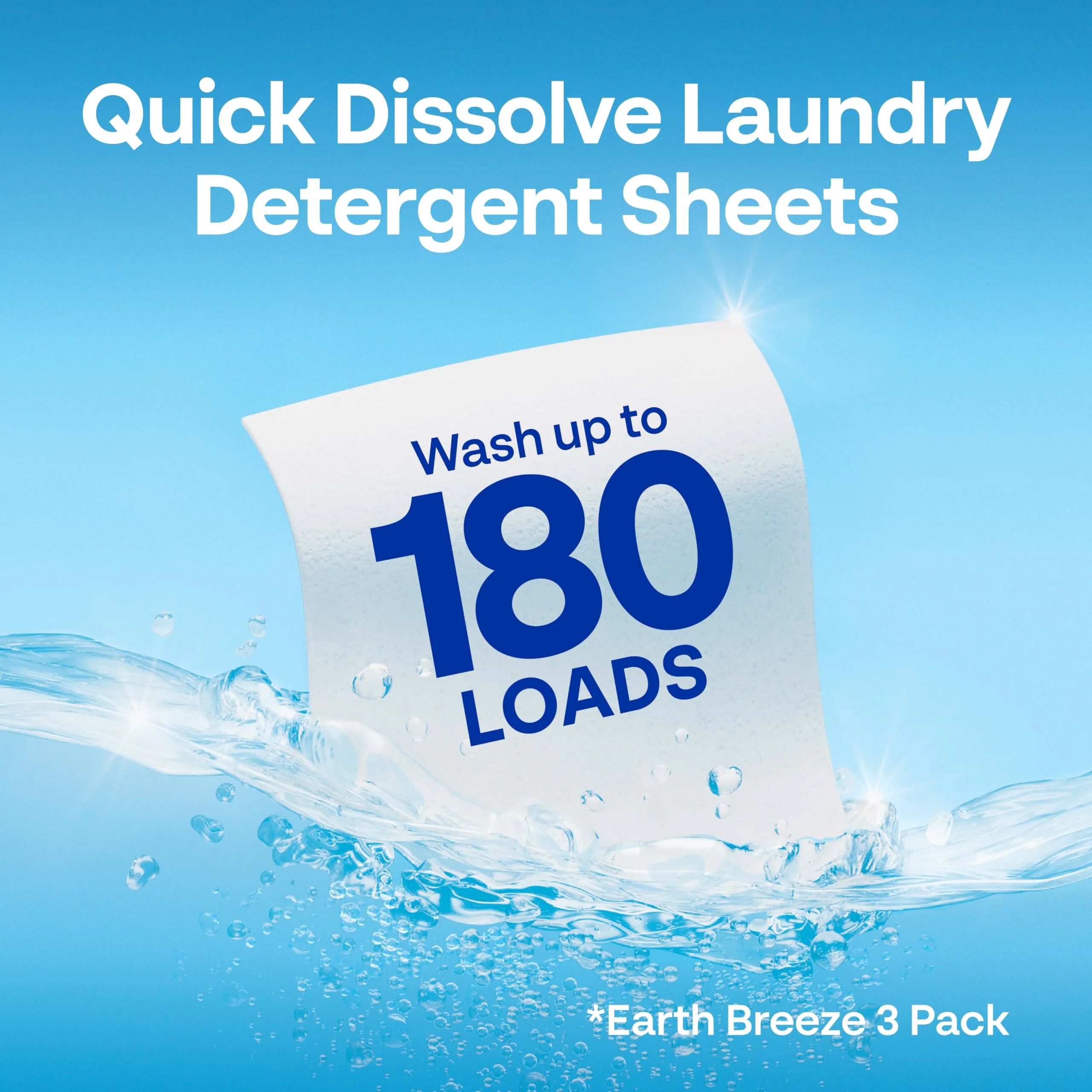 Earth Breeze Laundry Detergent Sheets Fresh Scent - 60 Loads per package. Eco Liquidless Soap - Travel-Friendly for Hot & Cold Cycles, Tackles Tough Stains & Odors - Gentle on Skin, 30 sheets (3 Pack) - Image 5