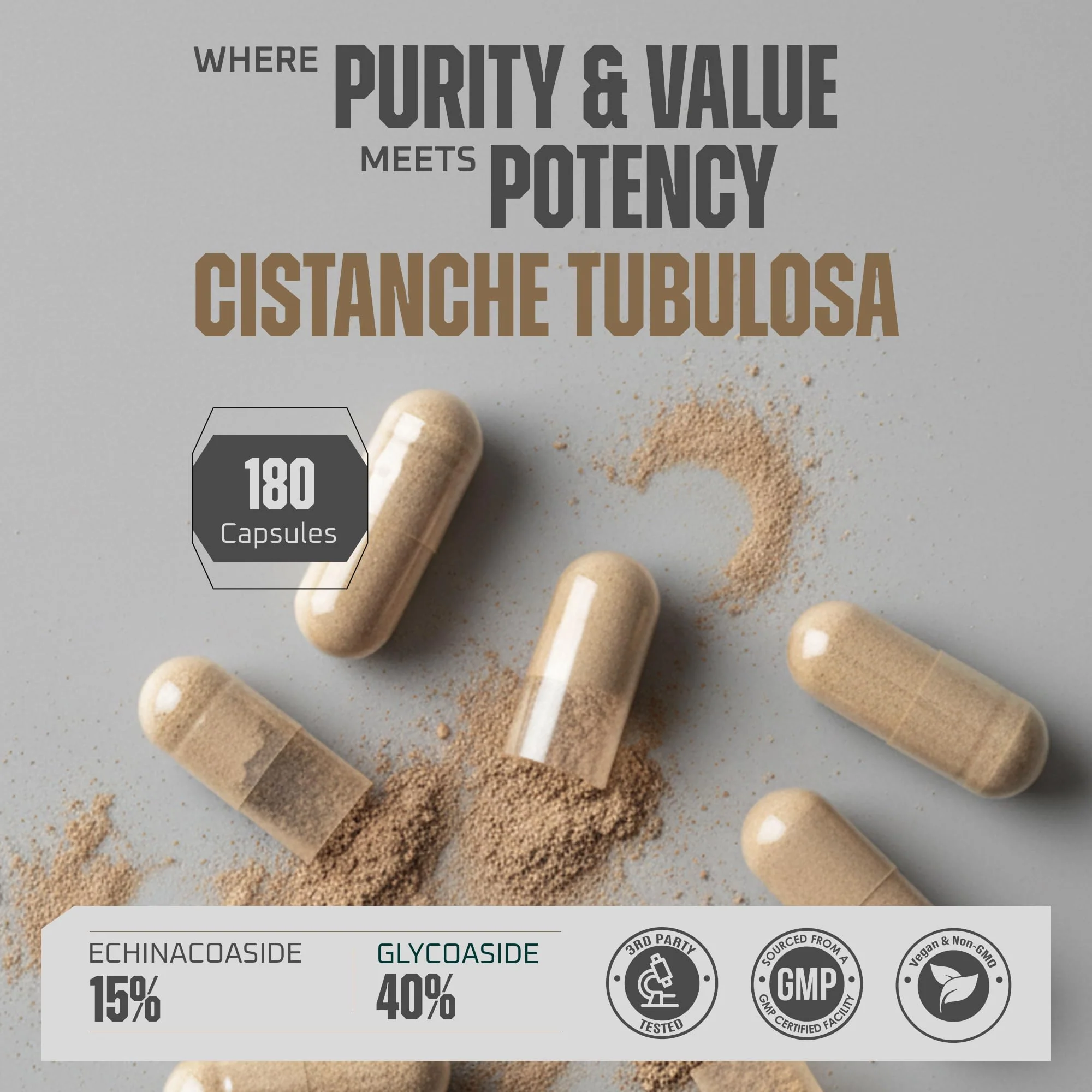 Earth Elixir Cistanche Supplement for Men & Women – Potent Cistanche Tubulosa Extract Capsules for Daily Vitality, Strength & Performance Support – Made in USA, 3rd Party Tested & 3 Month Supply - Image 3