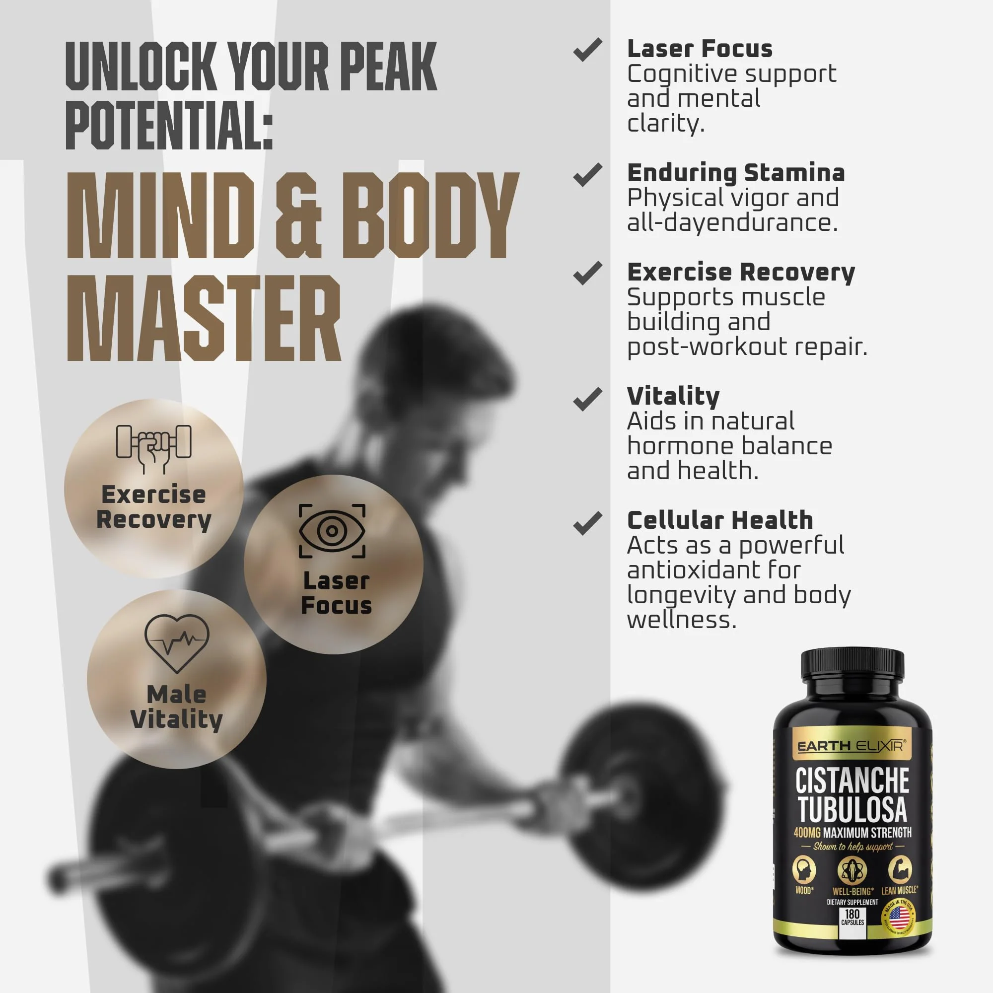Earth Elixir Cistanche Supplement for Men & Women – Potent Cistanche Tubulosa Extract Capsules for Daily Vitality, Strength & Performance Support – Made in USA, 3rd Party Tested & 3 Month Supply - Image 4