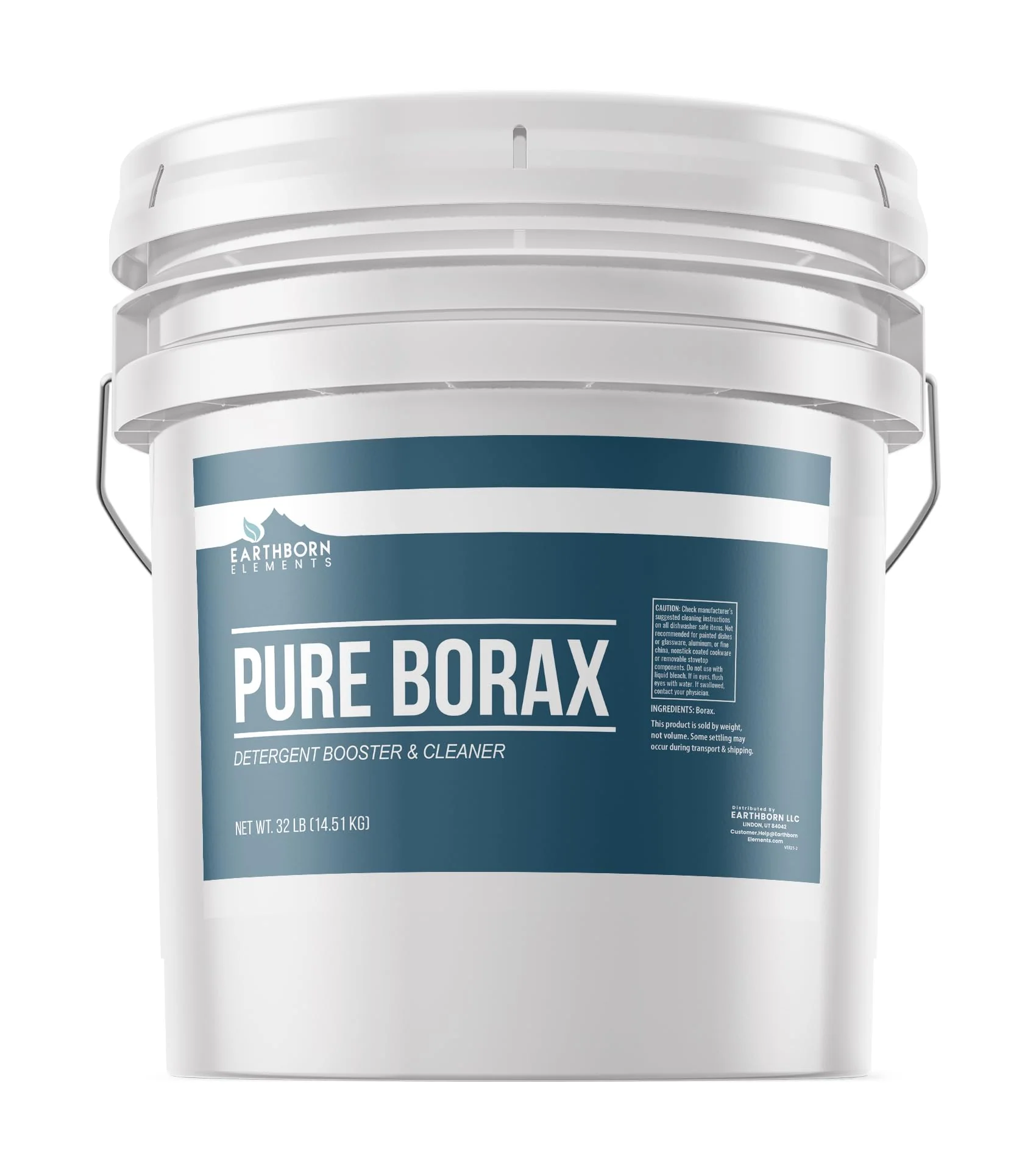 Earthborn Elements Borax Powder (3.5 Gallons), Multipurpose Cleaner & Detergent Booster, Resealable Tub