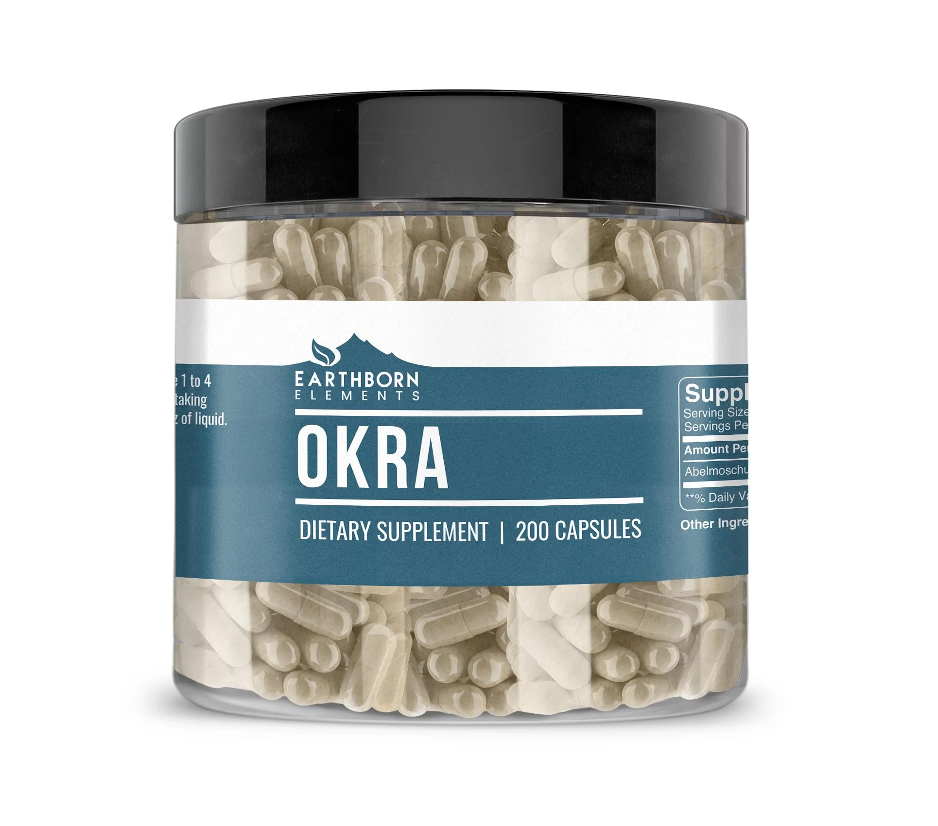 Earthborn Elements Okra Extract 200 Capsules, Pure & Undiluted, No Additives - Image 2