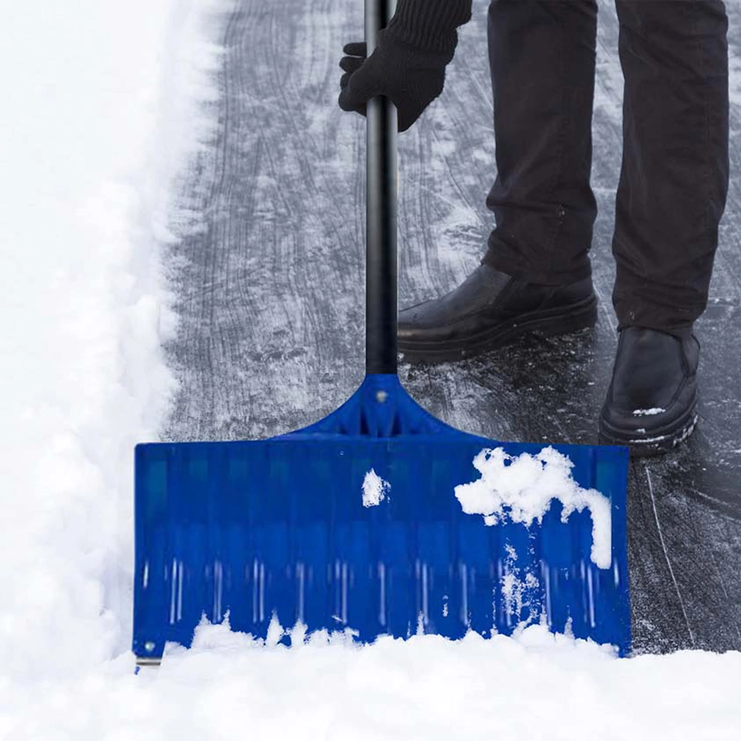 EarthWay Polar Tech 90026 Snow Shovel for Driveway - 26 Inch Blue Shovel with High Impact ABS Resin, Galvanized Metal Edge, Long Fiberglass Handle, Ergonomic D Handle, Quick Assembly - Image 2