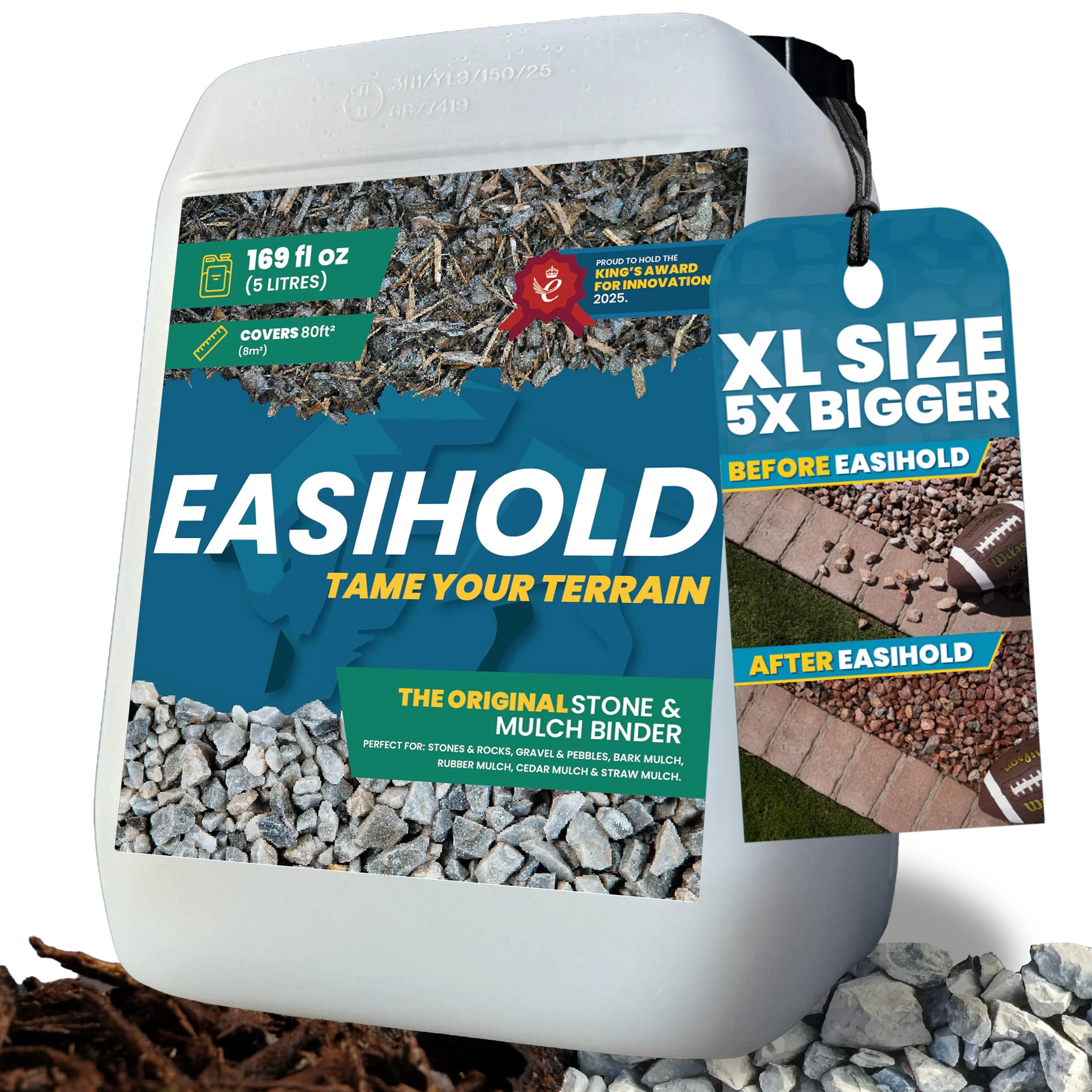 Easihold Rock Glue 1.3 Gallon – Gravel Binder for Pea Gravel & Stones. Long-Lasting Mulch Glue for Landscaping – Non-Toxic, Ready-to-Use Gravel Lockdown for Paths, Patios & Garden Borders - Image 2