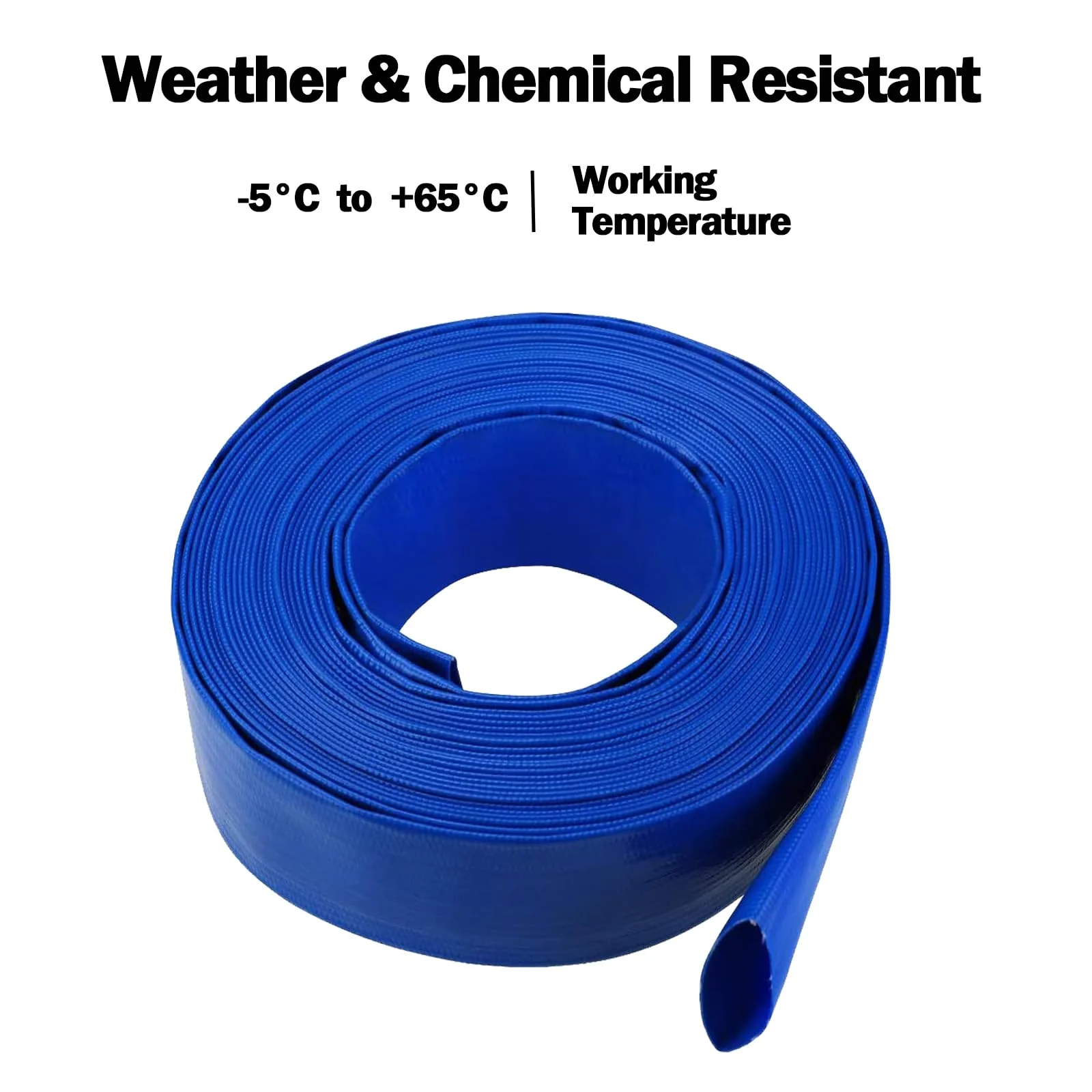 Eastrans 1-1/4''x100ft Blue PVC Lay-Flat Backwash Hose for Swimming Pools, Heavy Duty Discharge Hose Reinforced Pool Drain Hose, Weather Resistant Ideal for Water Transferring - Image 2