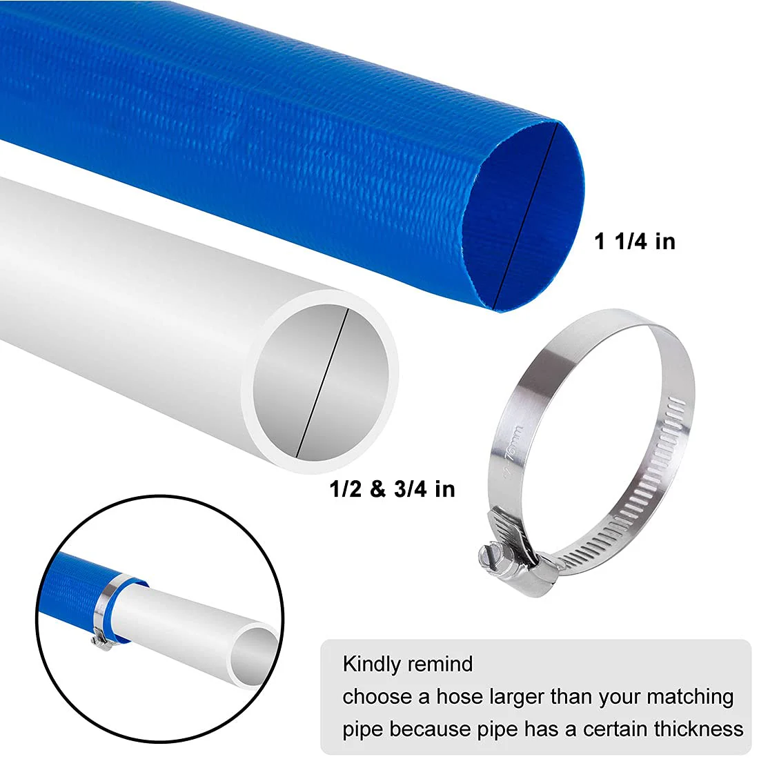 Eastrans 1-1/4''x100ft Blue PVC Lay-Flat Backwash Hose for Swimming Pools, Heavy Duty Discharge Hose Reinforced Pool Drain Hose, Weather Resistant Ideal for Water Transferring - Image 9