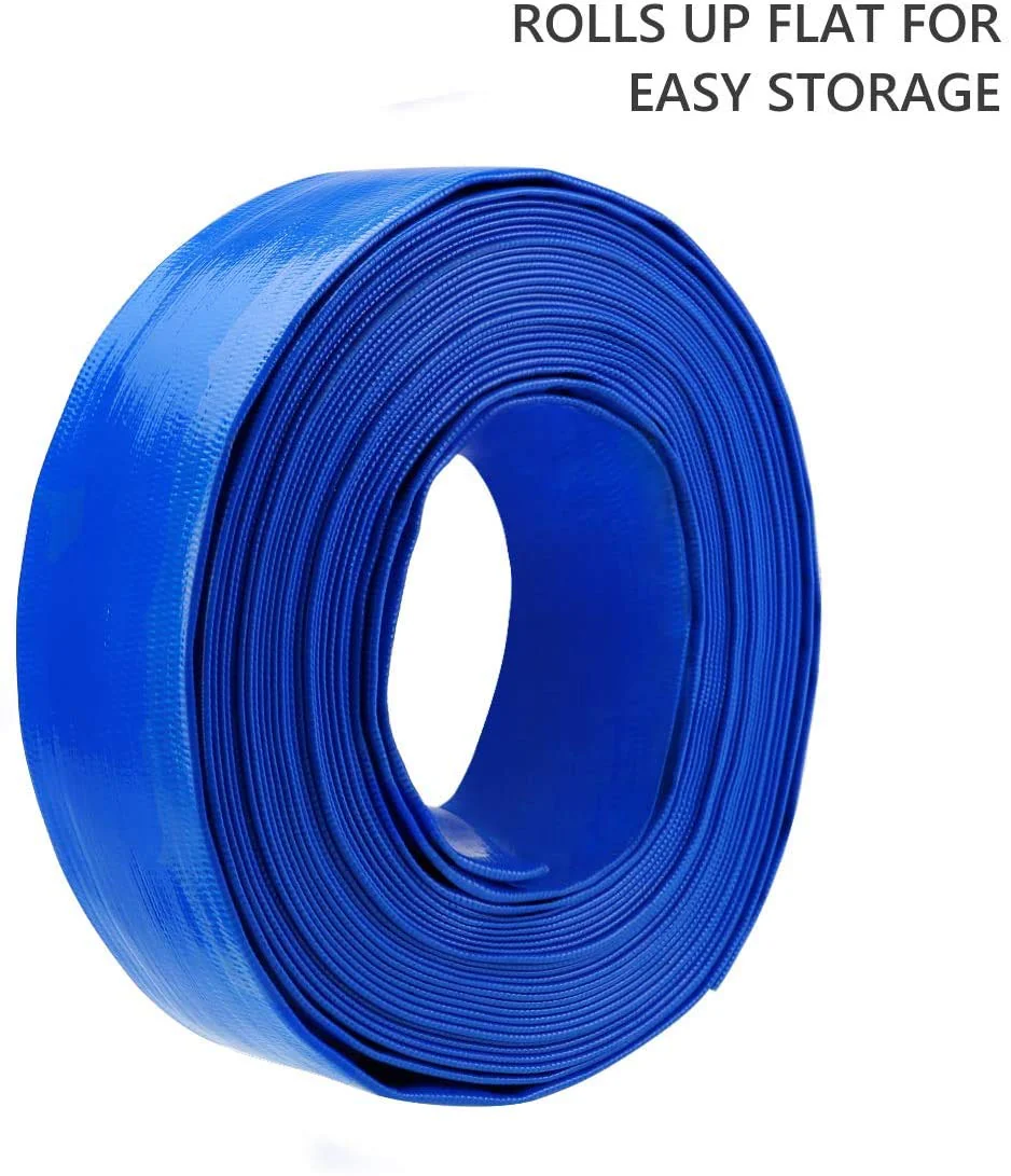 Eastrans 2" x 100 FT Heavy Duty Pool Backwash Hose, Reinforced PVC Lay Flat Discharge Hose, Weather Resistant & Burst Resistant with 2 Hose Clamps - Image 3