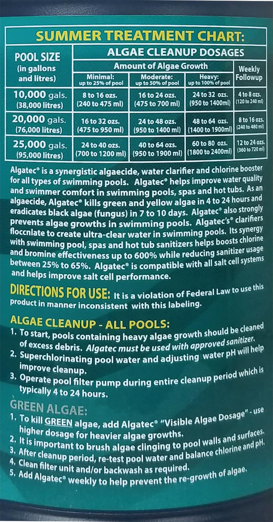 EASYCARE 10064 Algatec Super Algaecide-Clarifier, 64 Fl. Oz Bottle - Image 4