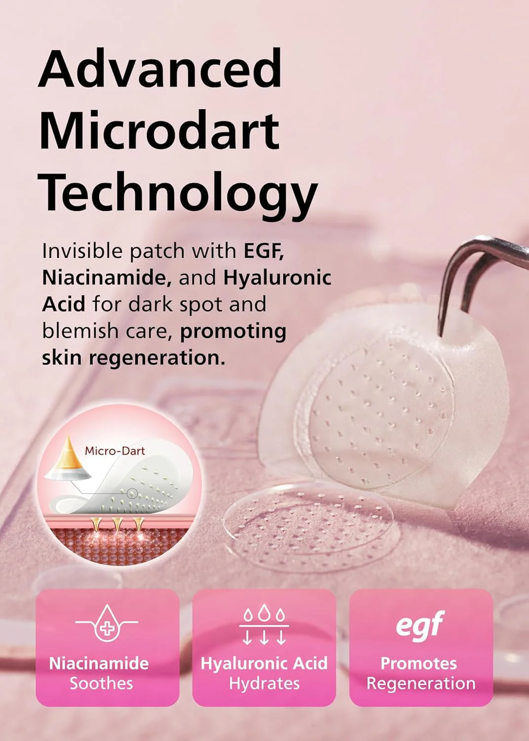 Easyderm Real Calming Patch Microdart Pimple Patches, Clear Nano Micropoint | Niacinamide, Hyaluronic Acid, EGF Acne Dark Spot Care, K-beauty | 12 Counts - Image 5