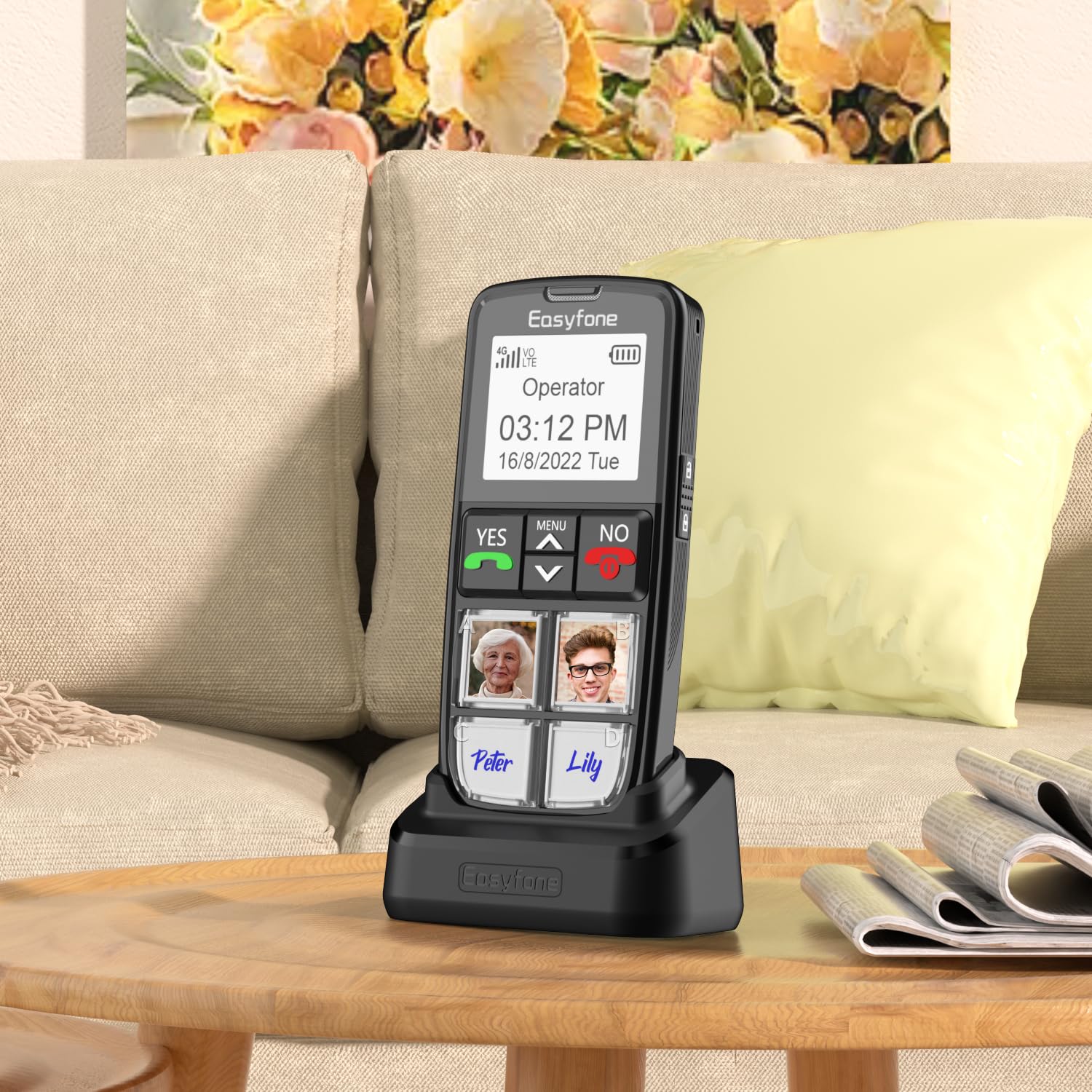 Easyfone T6 4G Picture Button Cell Phone for Seniors and Kids | Easy-to-Use | Clear Sound | Easy Charging Dock | SOS Button | SIM Card Included | Good for Dementia, Alzheimer's and Kids (T6 Black) - Image 6
