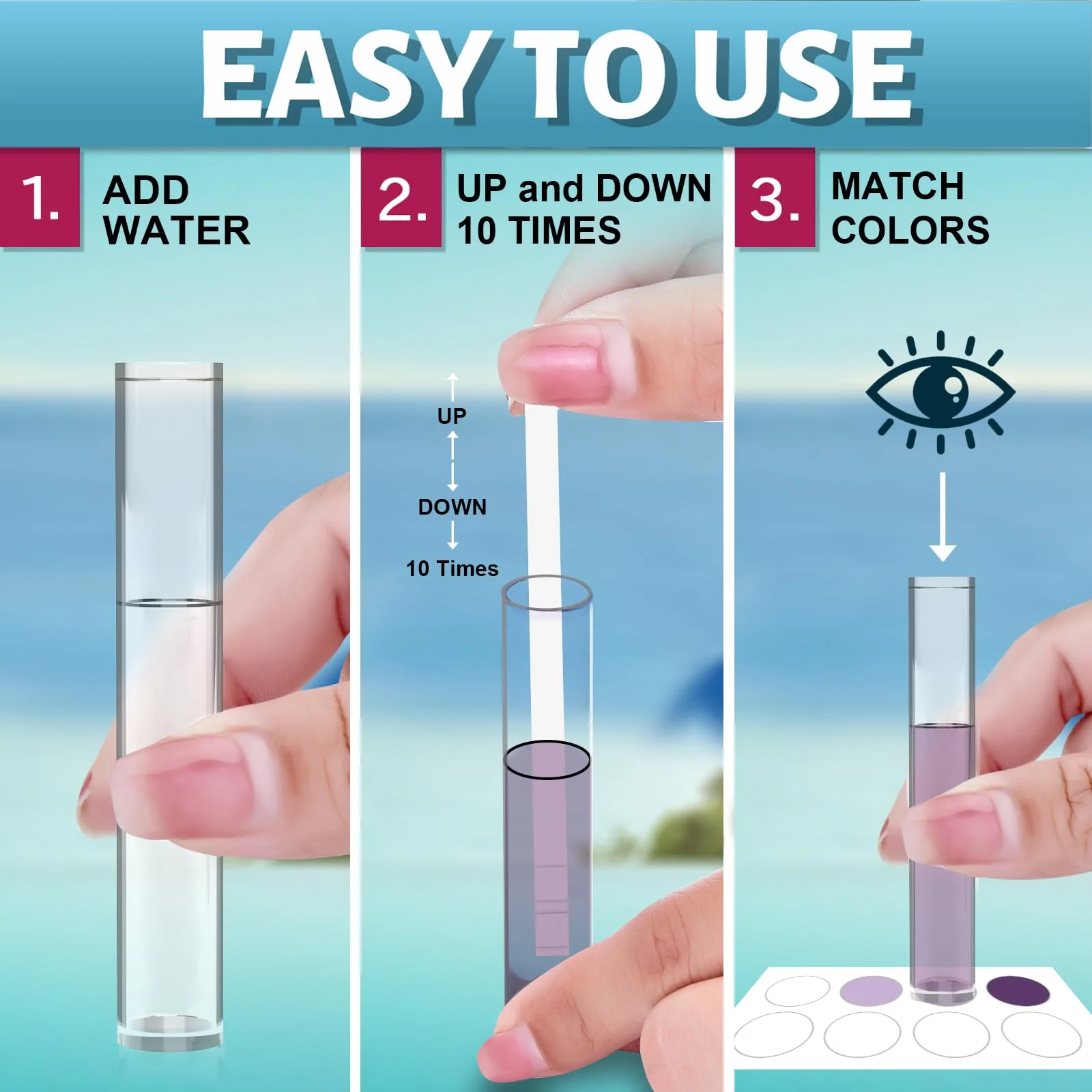 EASYTEST 9-Way Pool Test Strips, 140 Strips for Hot tub and Spa, Accurate Testing pH, Total Chlorine, Free Chlorine, Bromine, Alkalinity, Total Hardness, Cyanuric Acid, Salt and Copper - Image 2