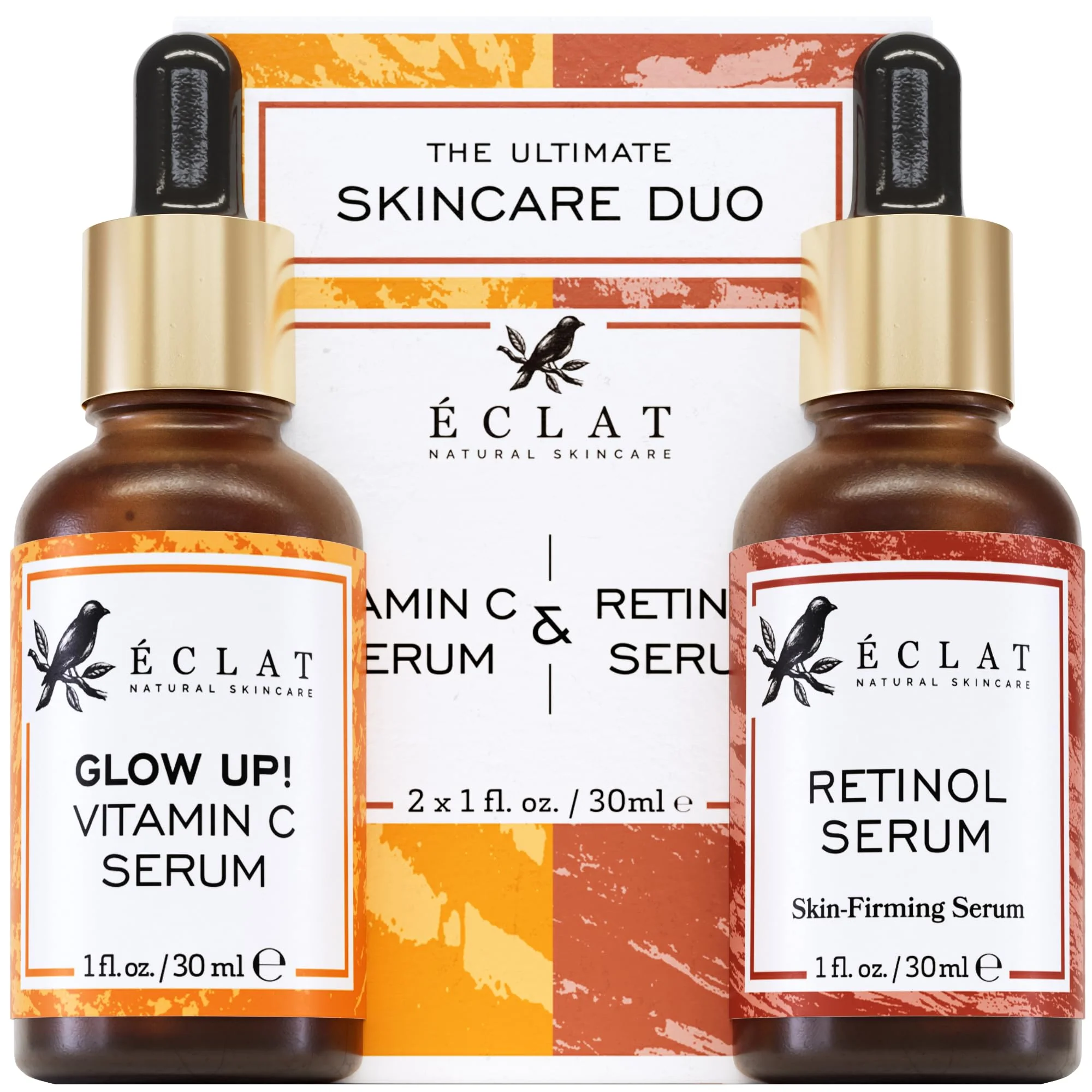 Eclat Skincare Face Serum Set – Vitamin C & Retinol Serum for Face - Anti Wrinkle, Dark Spots, Hydrating Facial Routine – 2 Pack Anti Aging Skin Care Set - Image 2