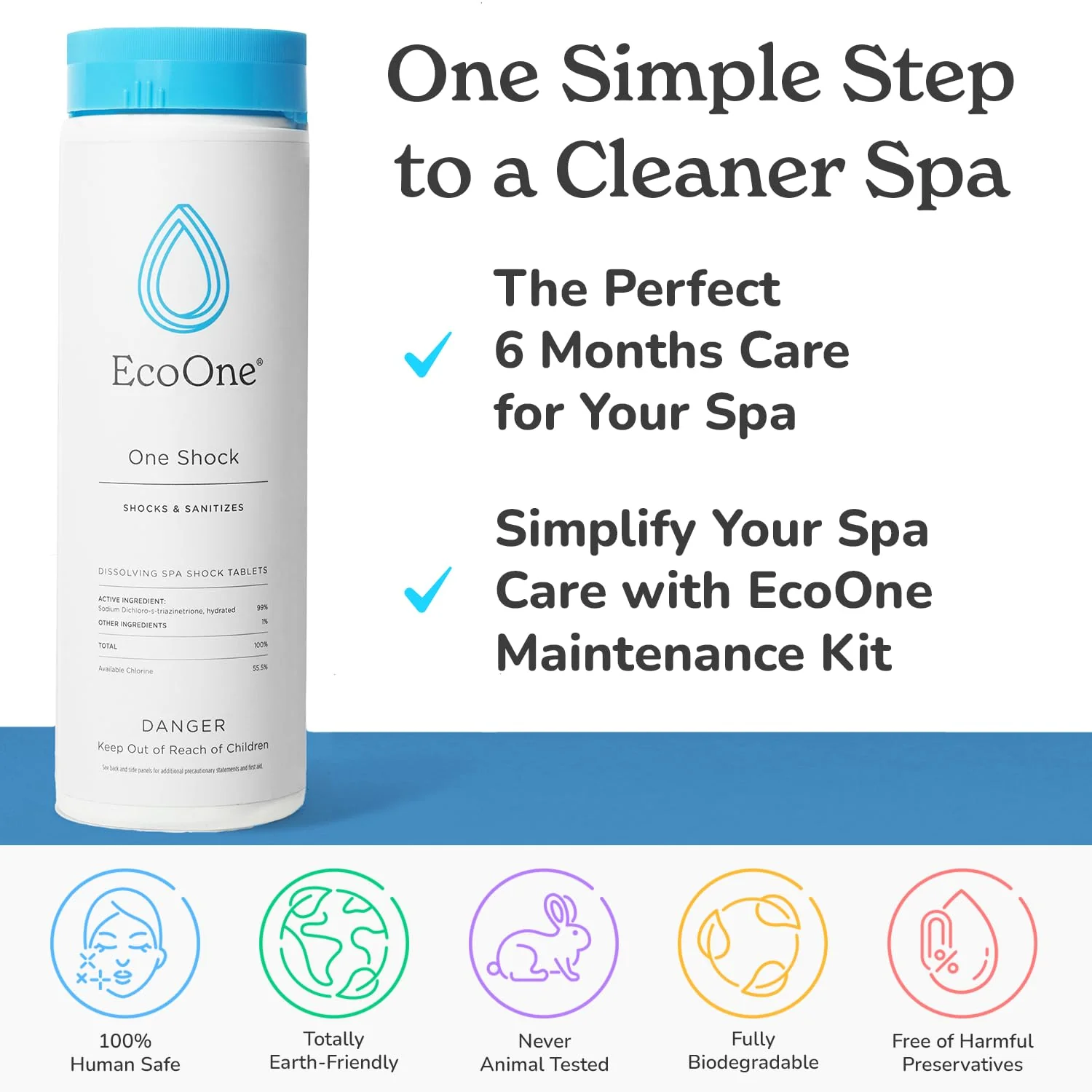 EcoOne | Hot Tub Chemical Maintenance & Supply Kit | Spa Shock & Conditioner Kit | Contains Oneshock Chlorine Granular & SPA Monthly Conditioner | 6 Month Supply - Image 5