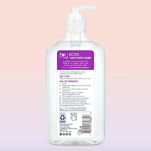 ECOS Hypoallergenic Hand Soap - All Natural pH-Balanced Handwash Soap with Vitamin E - Safe for Sensitive Skin - Lavender - 17 Oz Bottle (6 pack) - Image 11