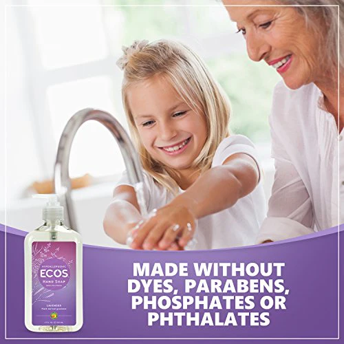 ECOS Hypoallergenic Hand Soap - All Natural pH-Balanced Handwash Soap with Vitamin E - Safe for Sensitive Skin - Lavender - 17 Oz Bottle (6 pack) - Image 4