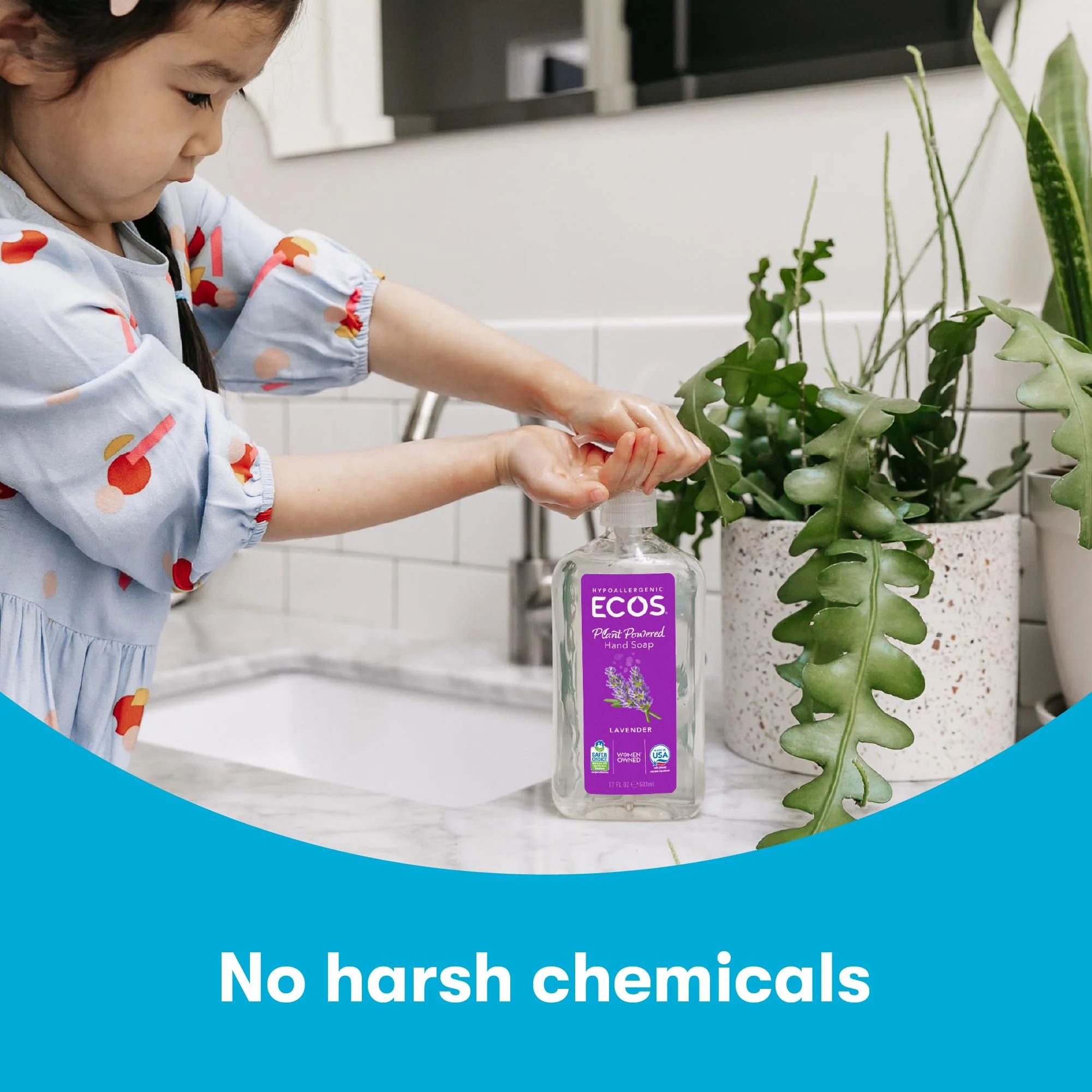 ECOS Hypoallergenic Hand Soap - All Natural pH-Balanced Handwash Soap with Vitamin E - Safe for Sensitive Skin - Lavender - 17 Oz Bottle (6 pack) - Image 9