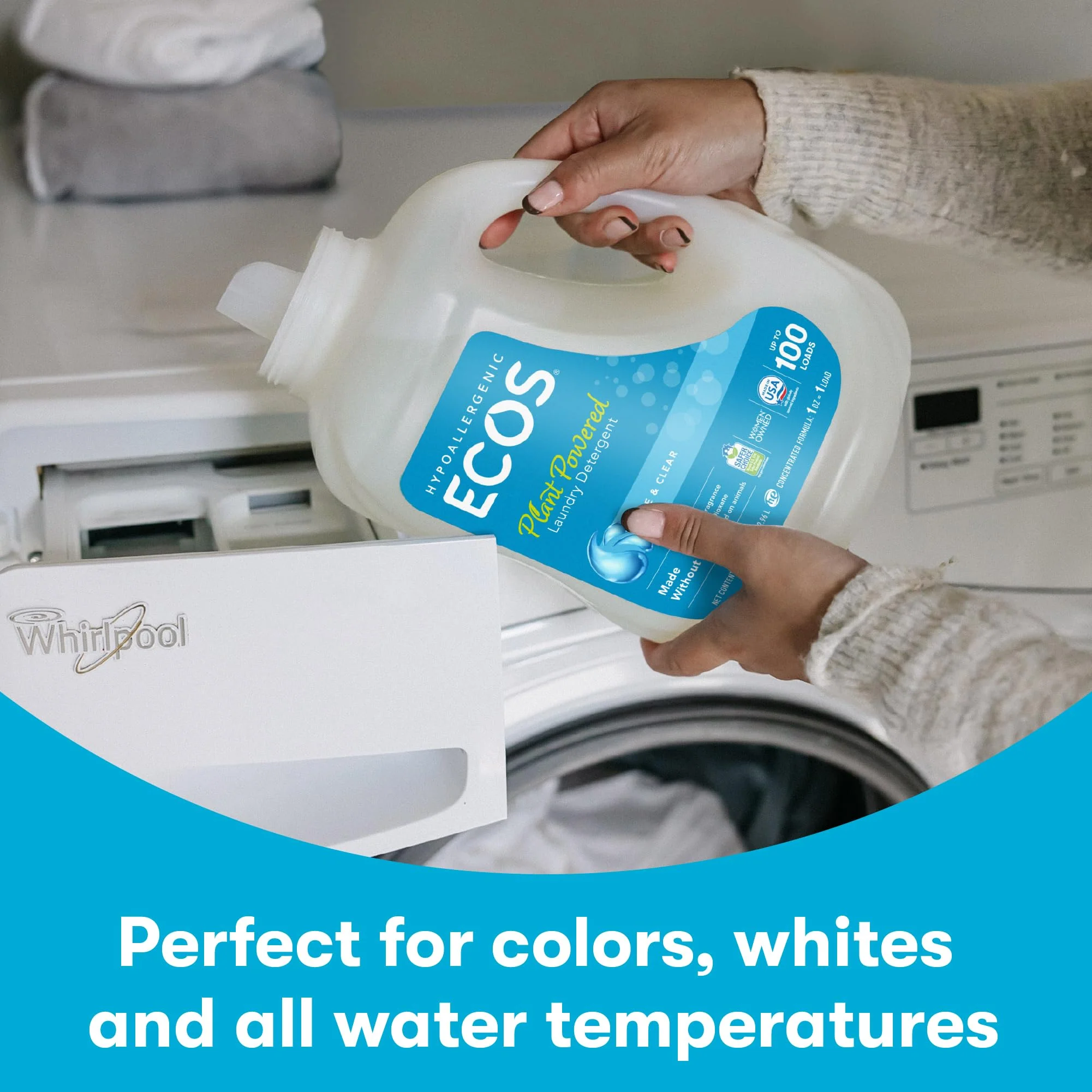 ECOS Laundry Detergent Liquid, 200 Loads - Dermatologist Tested Laundry Soap - Hypoallergenic, EPA Safer Choice Certified, Plant-Powered, Free & Clear, 100 Fl Oz (Pack of 2) - Image 3