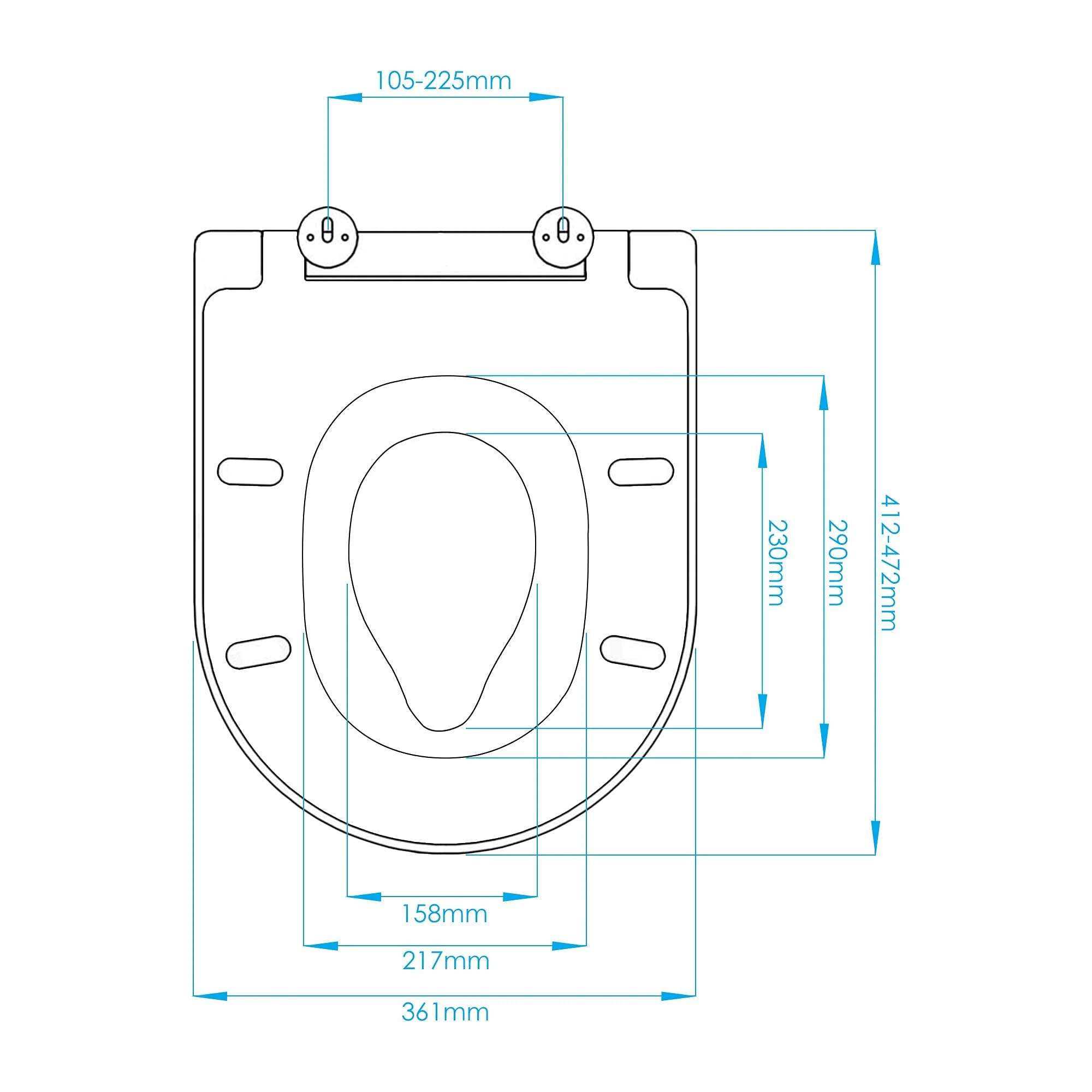 ECOSPA Family Toilet Seat D Shap with Removable Child Seat, Soft Close Quick Release, Easy Top & Bottom Mounting with Adjustable Hinges in White - Image 6