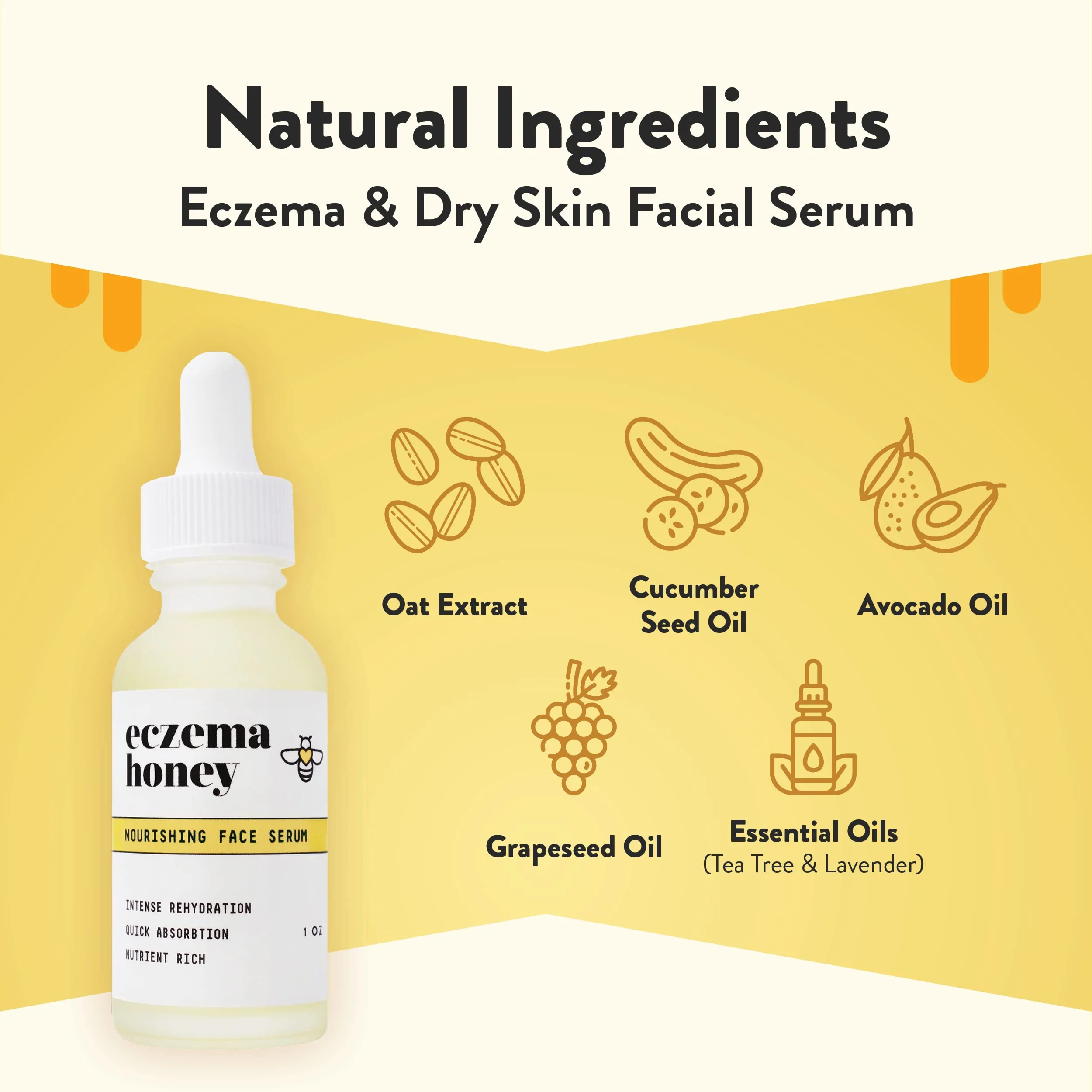 ECZEMA HONEY Nourishing Face Serum - Daily Hydrating Serum - Face Oil for Eczema, Dry & Sensitive Skin (1 Oz) - Image 6