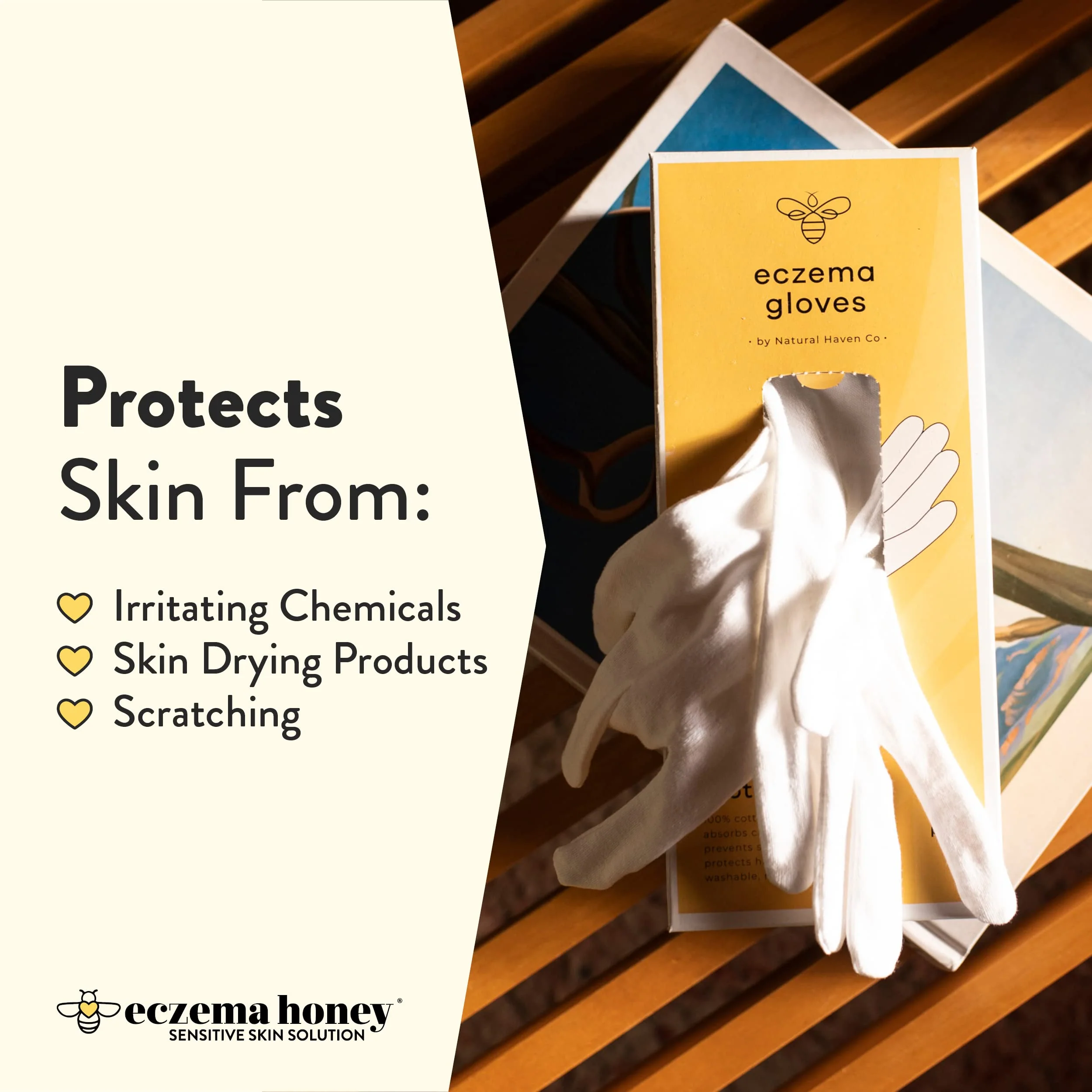 ECZEMA HONEY Premium 100% Cotton Gloves - Washable & Reusable Overnight Dry Hands Treatment - White Cotton Gloves for Eczema (24 Pairs) - Image 4