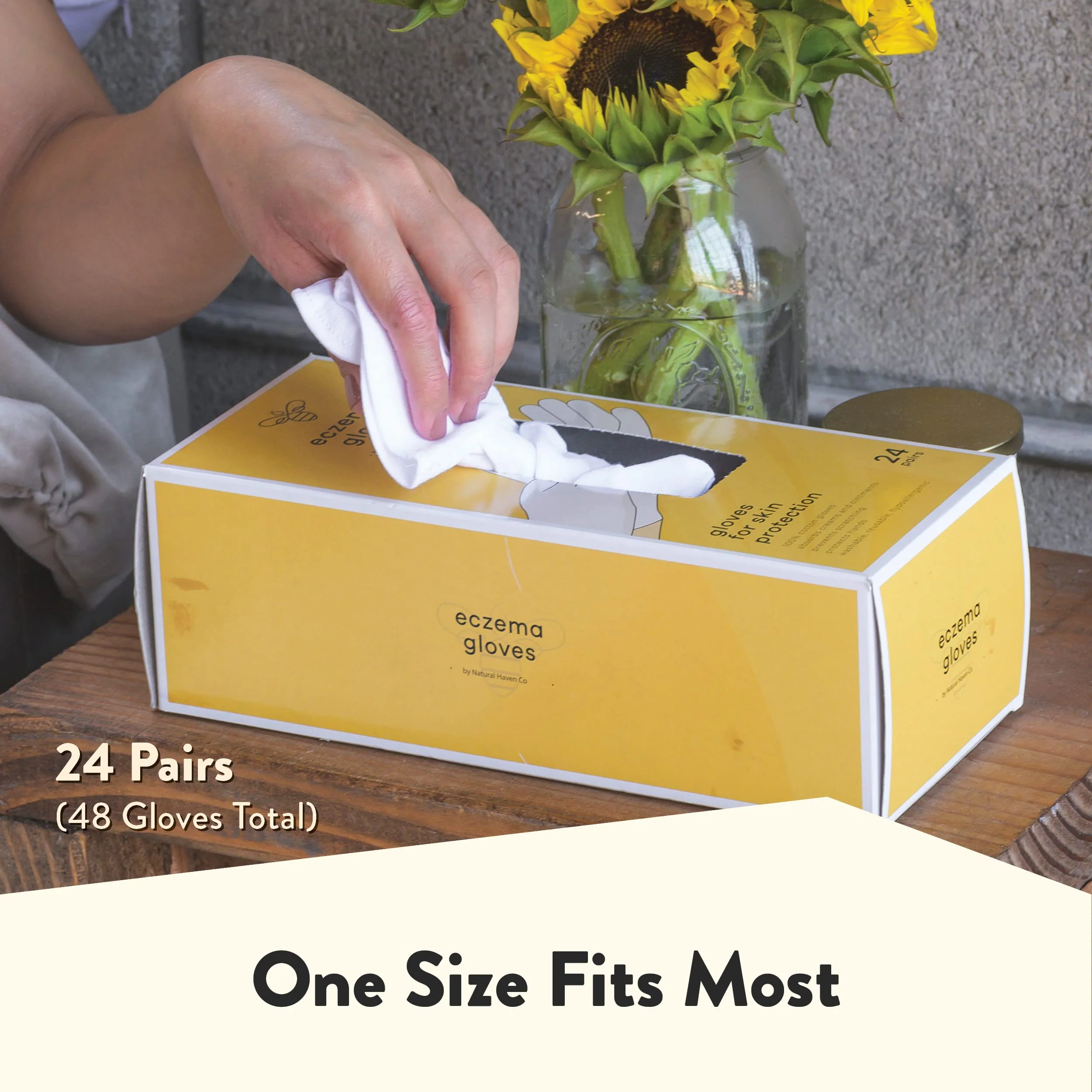 ECZEMA HONEY Premium 100% Cotton Gloves - Washable & Reusable Overnight Dry Hands Treatment - White Cotton Gloves for Eczema (24 Pairs) - Image 7