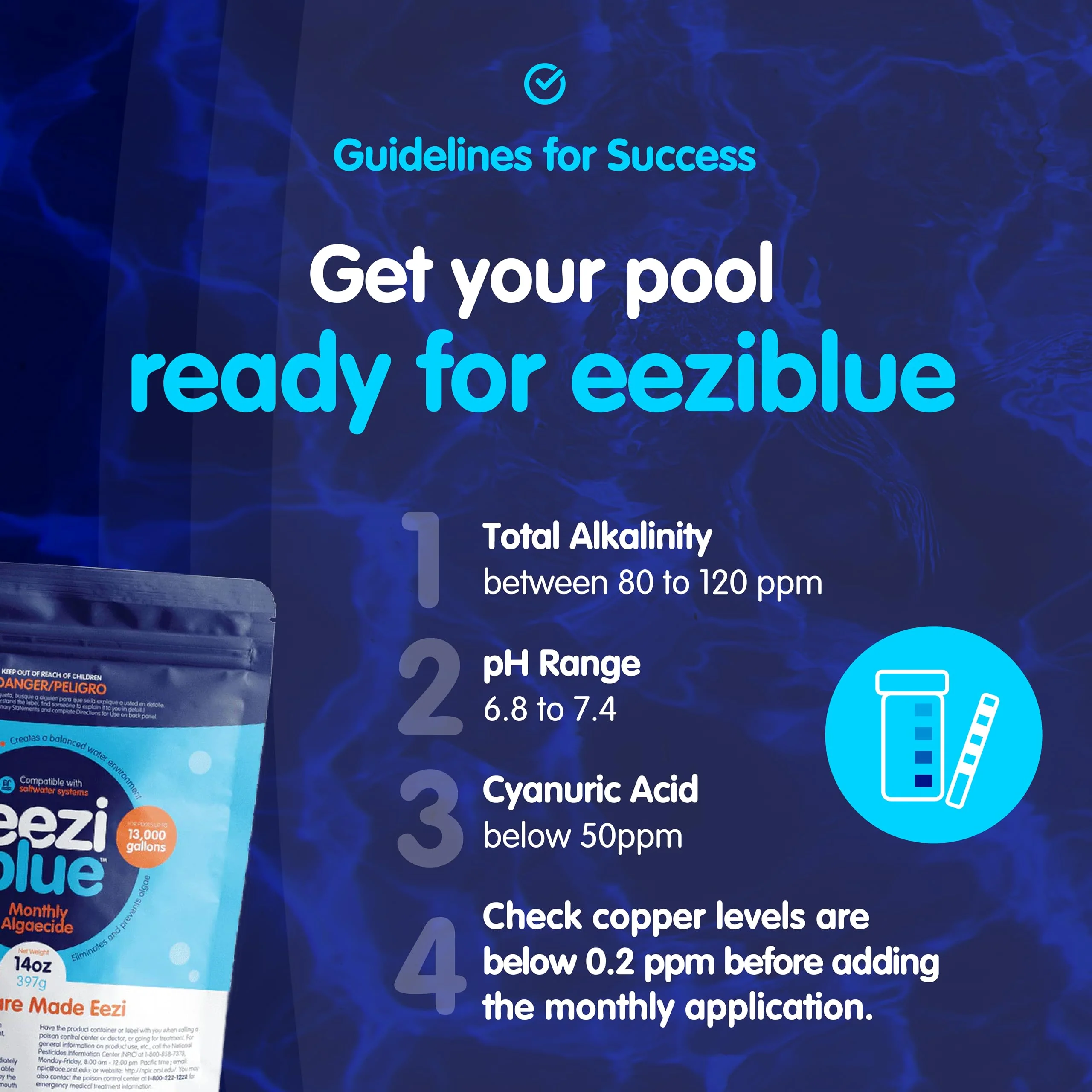 Eeziblue Monthly Algaecide for Swimming Pool, Pool Algaecide for Inground Pool & Above Ground Pool - Effective Monthly Treatment to Prevent Algae Growth up to 20,000 Gallons - Image 3