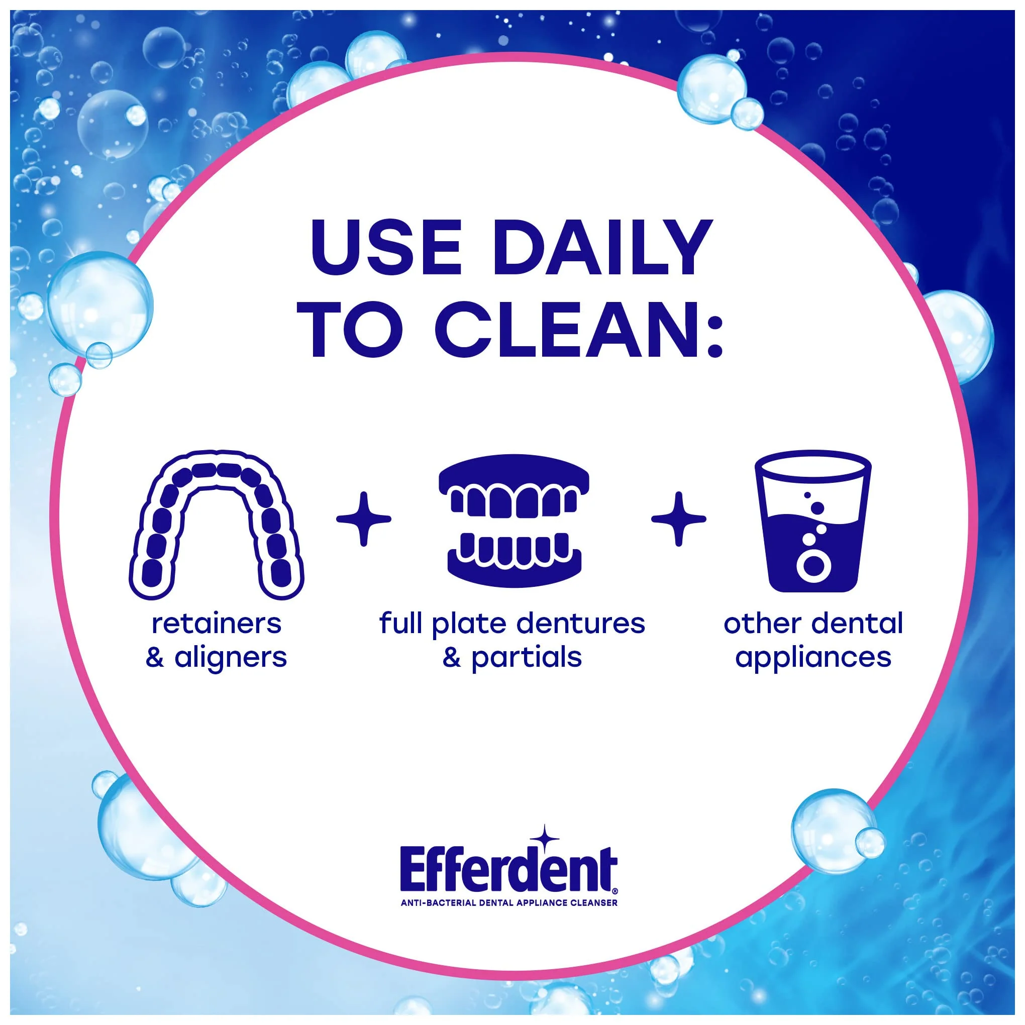 Efferdent Denture Cleaner Tablets – Dental Appliances, Aligners, Mouth Guard, and Retainer Cleaner Tablets, Complete Clean, 126 Count - Image 3