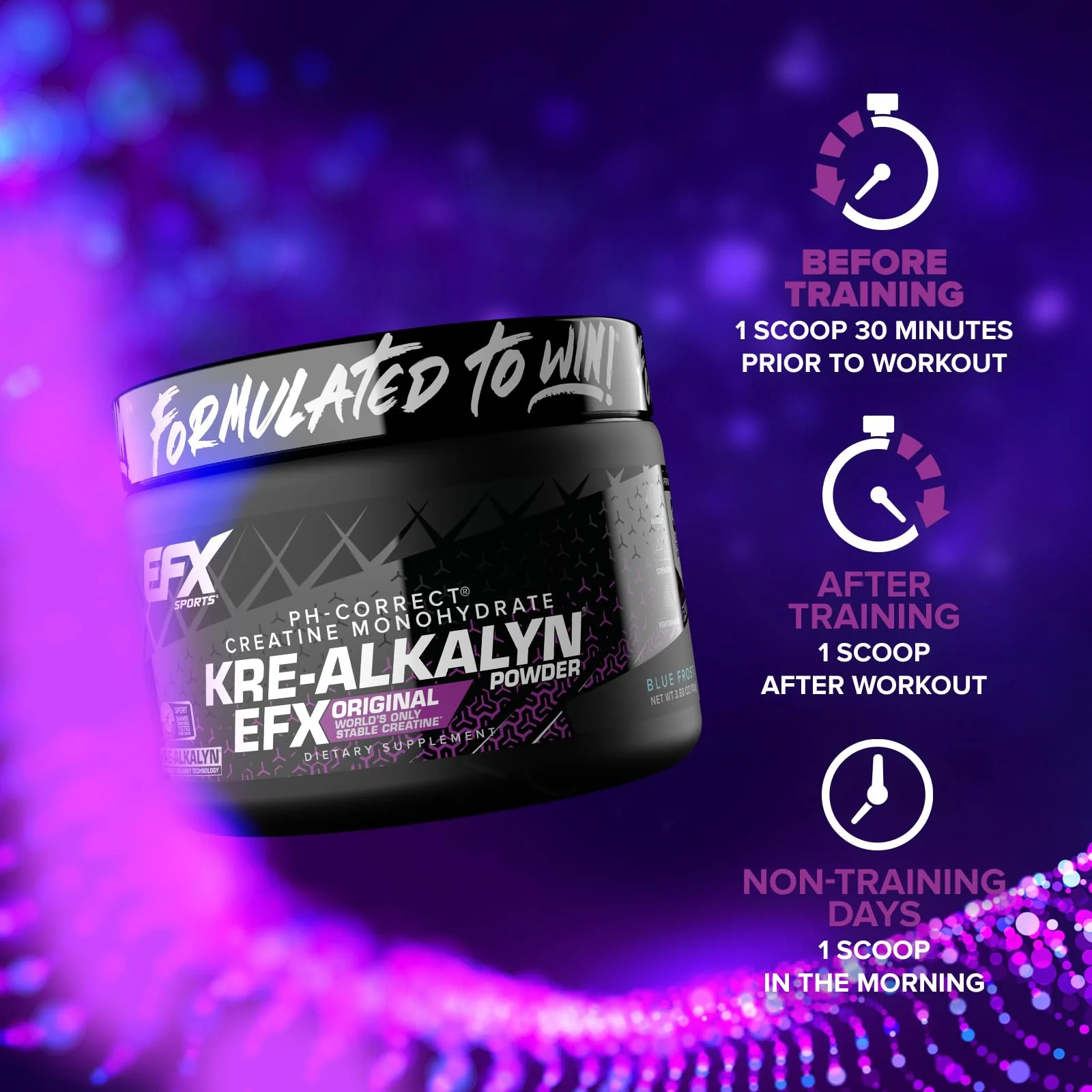 EFX Sports Kre-Alkalyn EFX Powder | pH Correct Creatine Monohydrate Powder Supplement | Strength, Muscle Growth & Performance | 55 Servings (Blue Frost) - Image 3