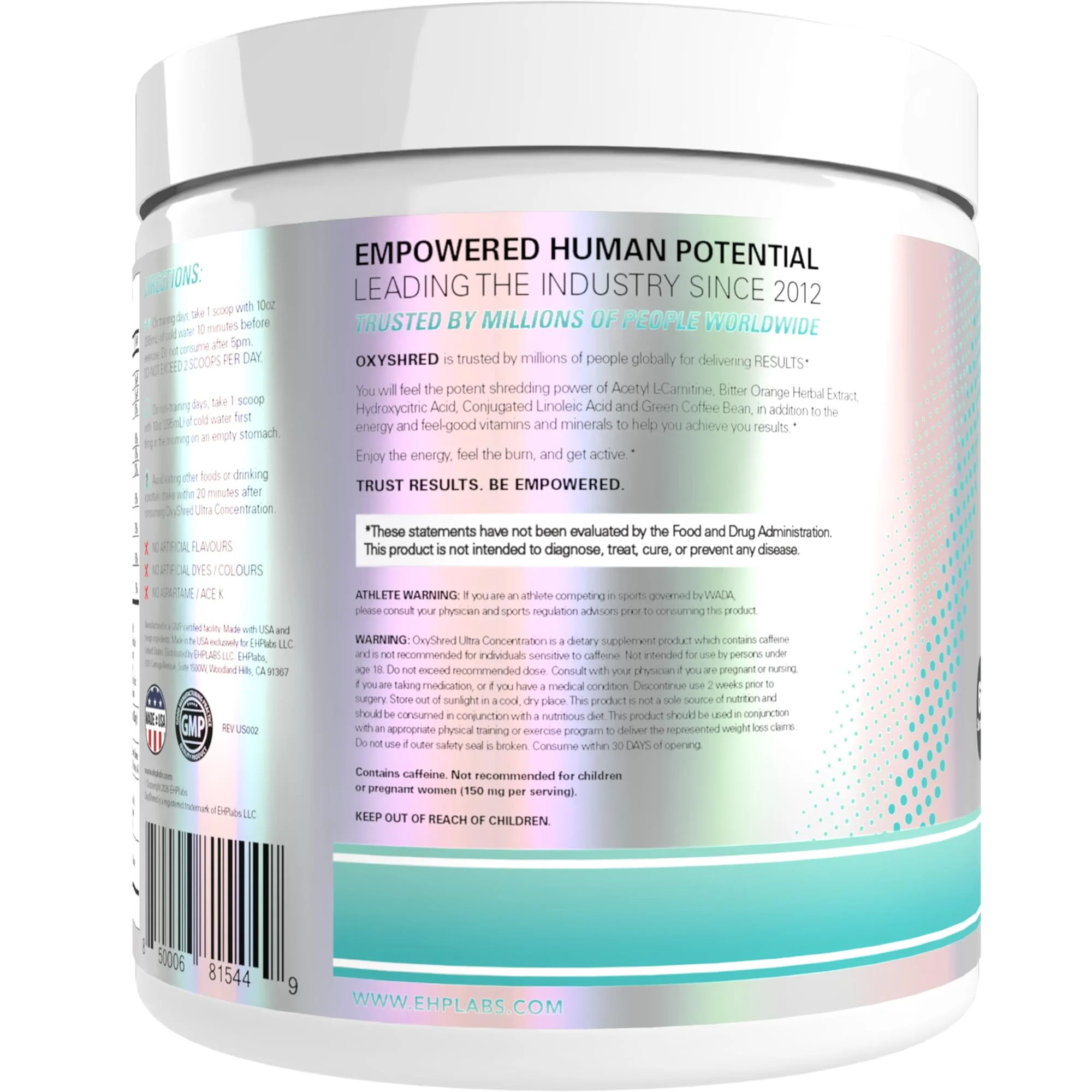 EHP Labs OxyShred Pre Workout Powder - Preworkout Powder with L Glutamine & Acetyl L Carnitine, Energy Boost Drink - Bahama Breeze/Beach, 60 Servings - Image 7