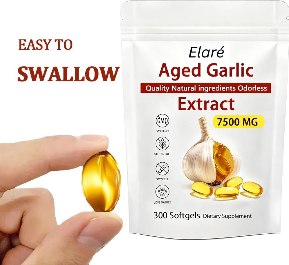 Elare Aged Garlic Extract - 7500mg Odorless, Organic Garlic Extract Capsules | Heart & Immune Antioxidant Supplements, Vegetarian, All-Natural, Non-GMO, 300 Softgels - Image 5