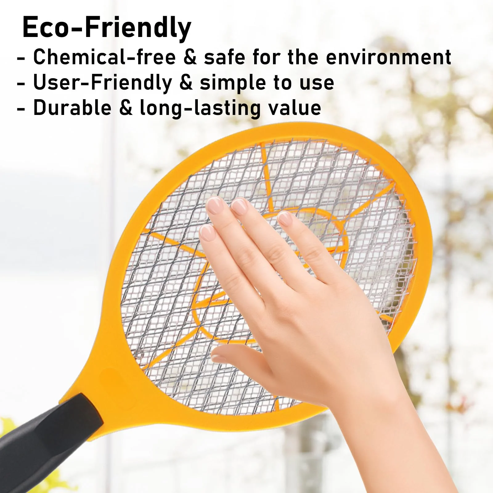 Electric Fly Swatter Handheld Bug Zapper - Indoor Outdoor Zapping Racket for Pest Mosquito & Flies - Battery Powered Safe to Touch with 3-Layer Safety Mesh, Standard Size, Pack of 2 - Image 3