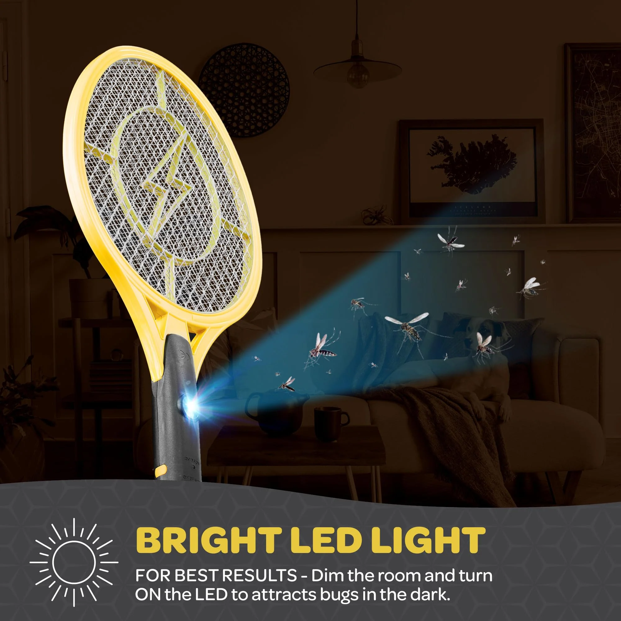 Electric Fly Swatter [Set of 2] Handheld Bug Zapper Racket for Indoor/Outdoor - 4000 Volt Swatter - Instant Bug & Mosquito Killer with Attractant LED Light - USB Rechargeable Portable Fly Zapper. - Image 5