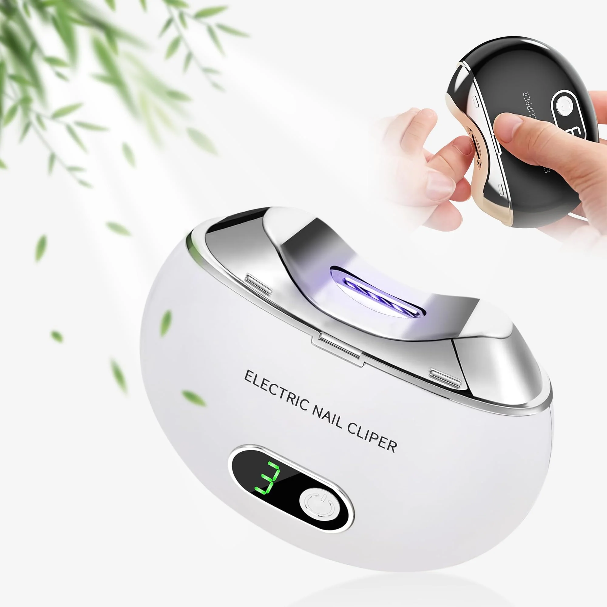 Electric Nail Clipper, Electric Toenail Clipper, 3-Speed Electric Nail Trimmer with LCD Digital Display, USB Rechargeable Safety Electric Nail Clippers for Kids, Adults, Elderly (Ivory)