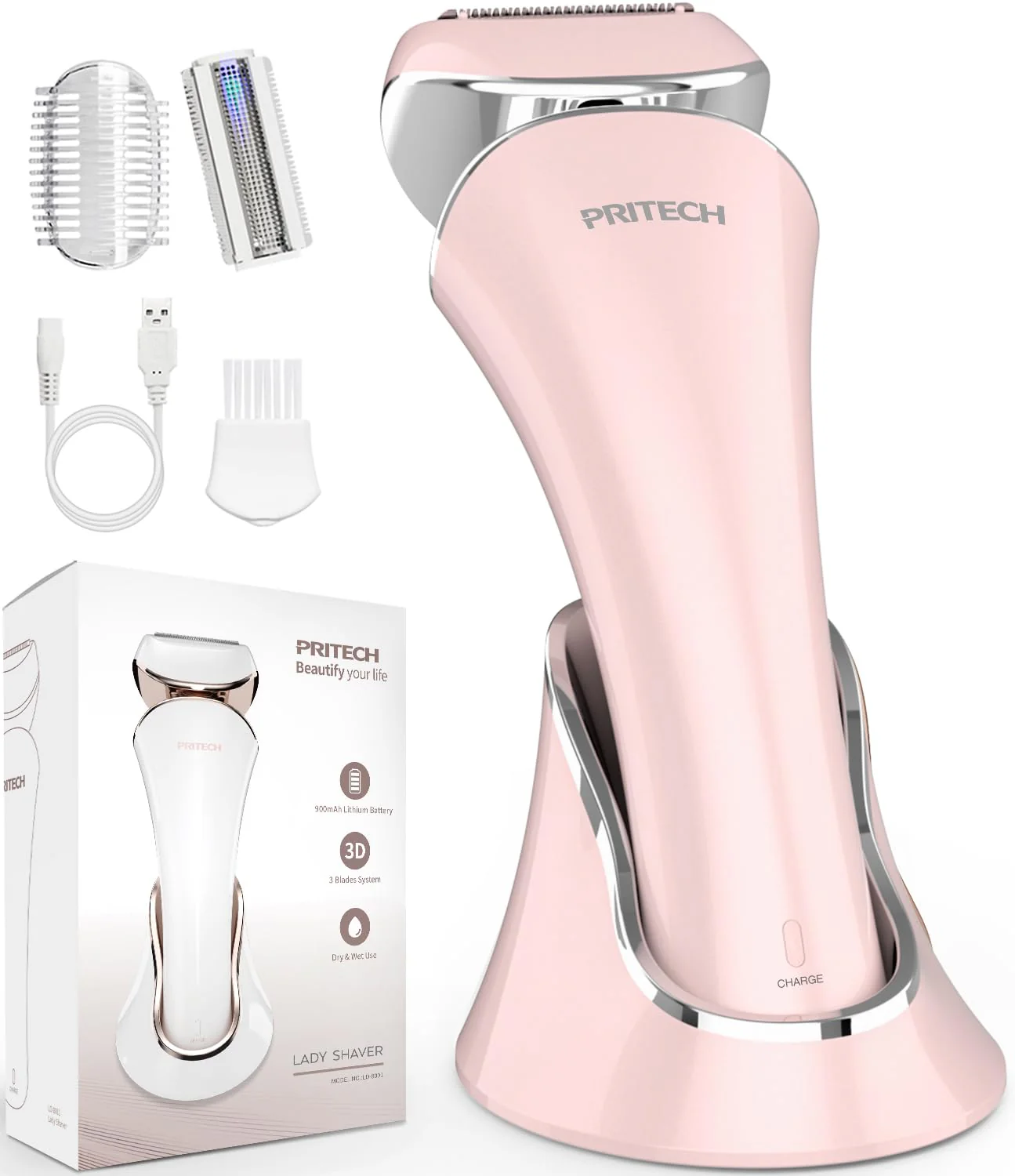 Electric Razor for Women Rechargeable Wet Dry Electric Shaver for Women, Waterproof Lady Shaver for Legs Arm Underarm Bikini Public Body Razor with One Extra Foil Blade - Image 2