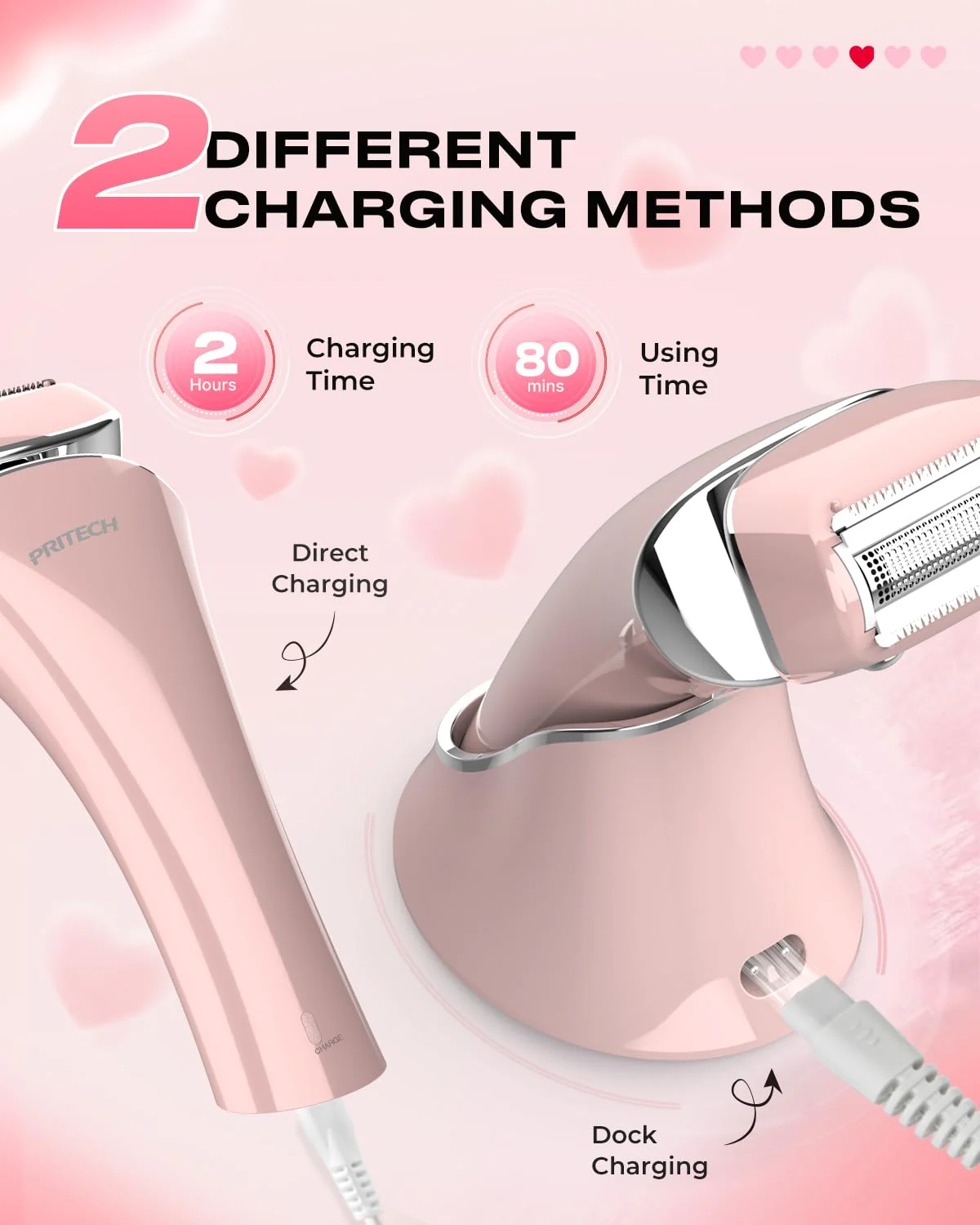 Electric Razor for Women Rechargeable Wet Dry Electric Shaver for Women, Waterproof Lady Shaver for Legs Arm Underarm Bikini Public Body Razor with One Extra Foil Blade - Image 6