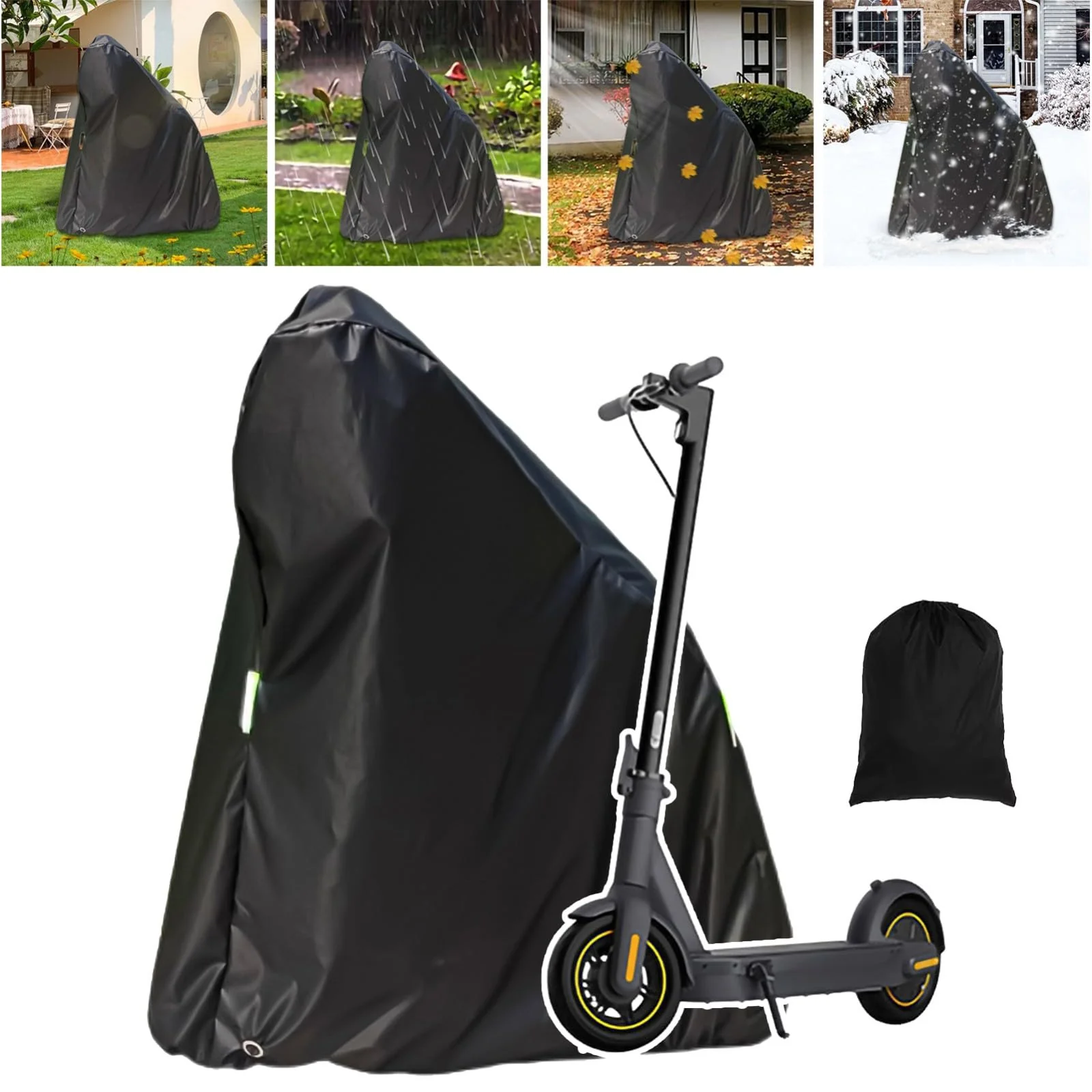 Electric Scooter Cover, Universal Scooter Cover, Waterproof Sun, Tear Proof Night Reflective and Lock-Holes&Storage Bag for With Seat or Without Foldable Kick Scooter(Without Seat,51"(L)x45"(H))