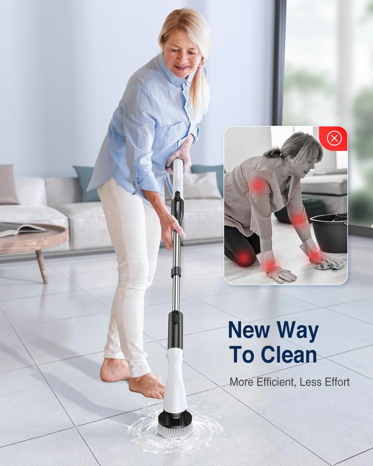 Electric Spin Scrubber, Cordless Cleaning Brush Scrubber with 7 Replaceable Brush Heads and Adjustable Extension Handle, IPX7 Waterproof Power Cleaning Brush for Bathroom Tub Floor Tile Shower - Image 3
