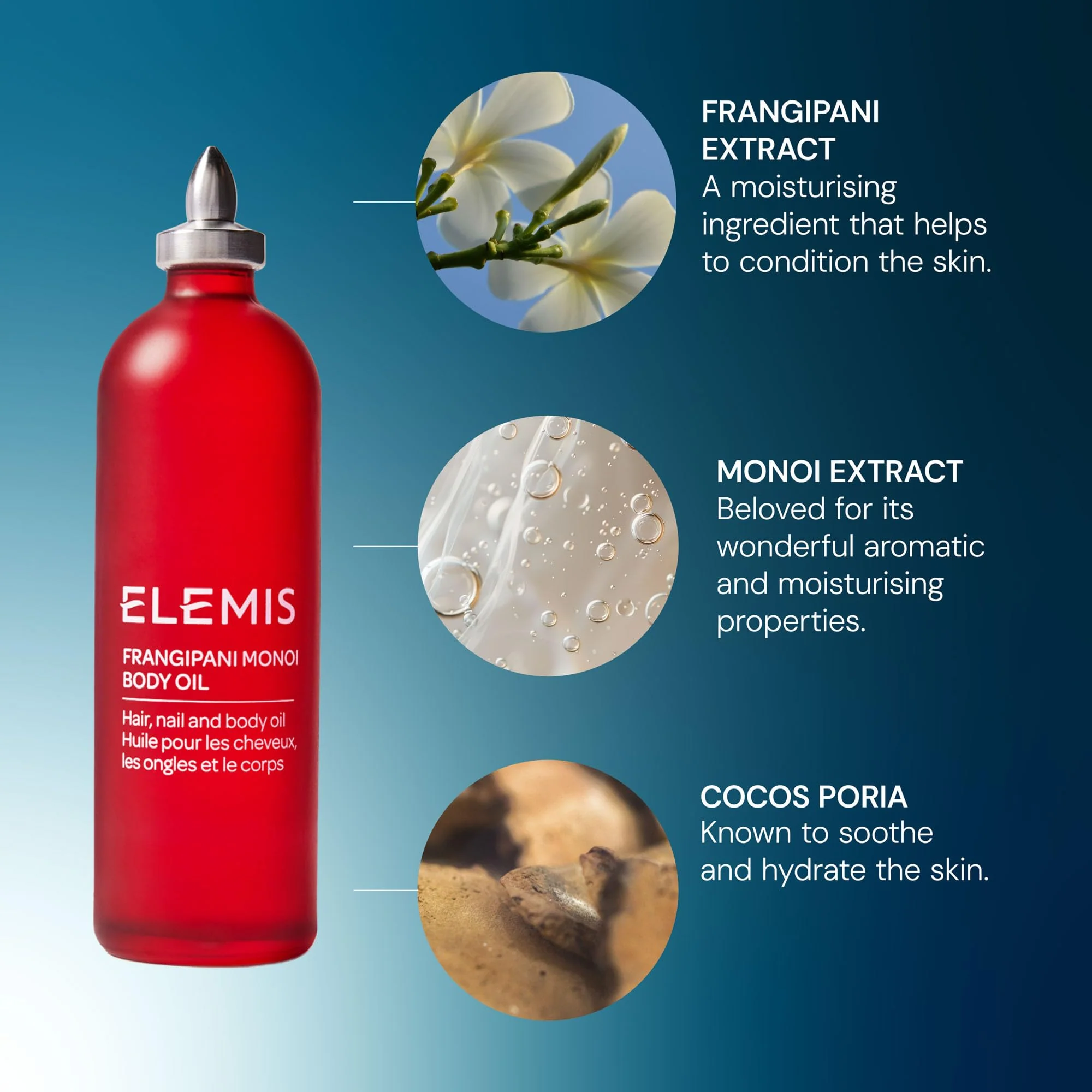 ELEMIS Frangipani Monoi Body Oil 100ml, Luxurious Nourishing Oil for Soft, Hydrated Skin & Hair - Image 5