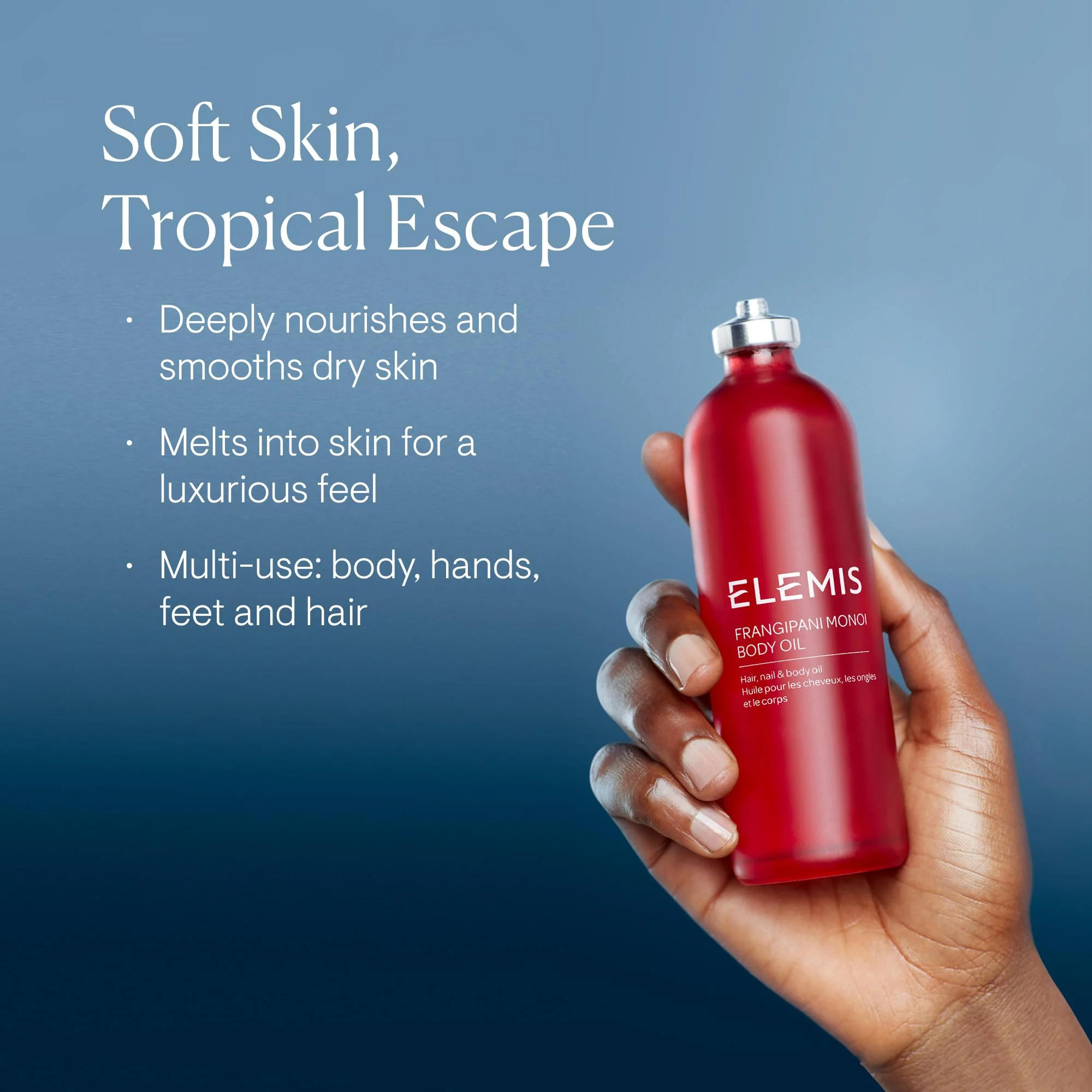 ELEMIS Frangipani Monoi Body Oil 100ml, Luxurious Nourishing Oil for Soft, Hydrated Skin & Hair - Image 8