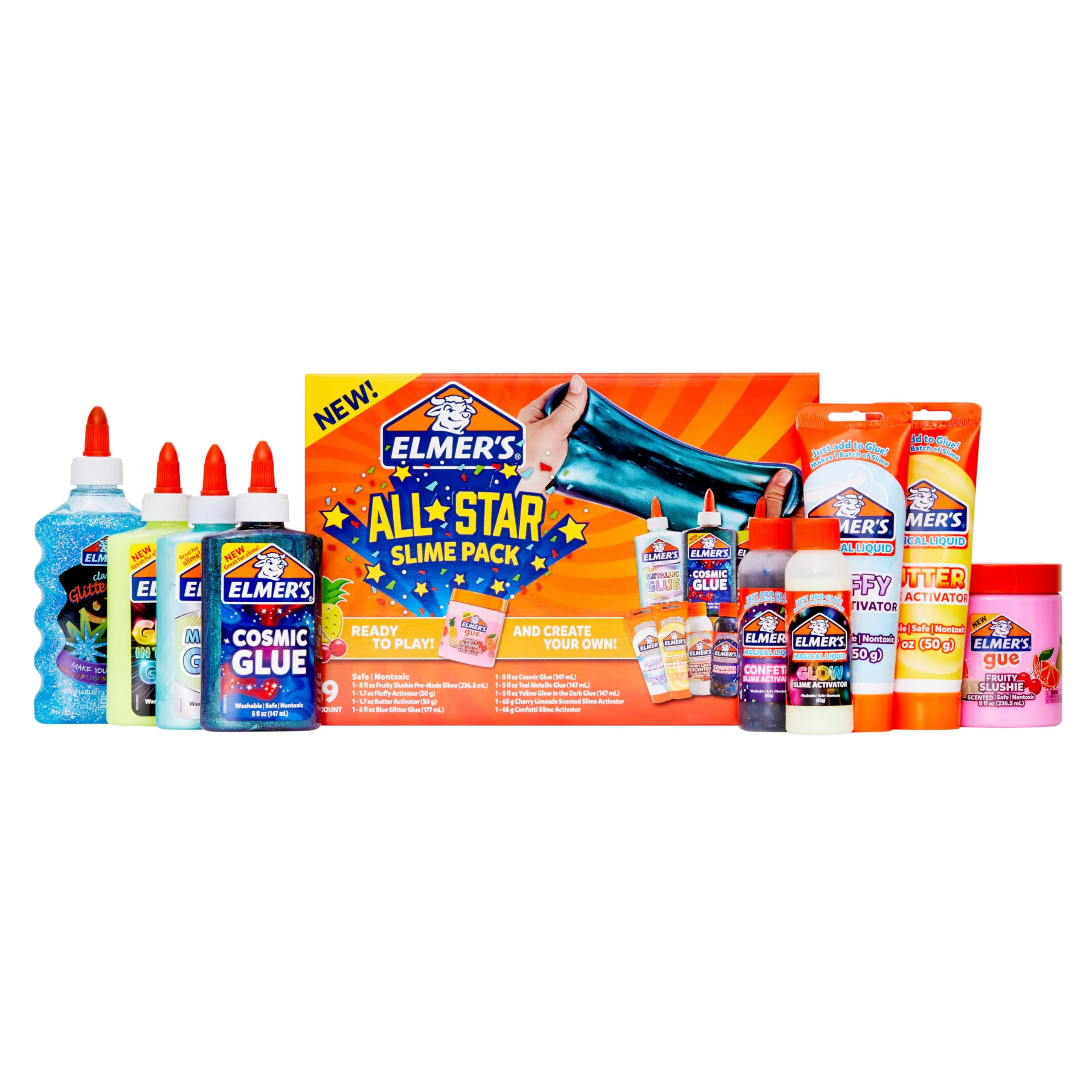 Elmer’s All-Star Slime Kit, Includes Liquid Glue Activator and Premade Slime, 9 Count - Perfect for Birthday Parties, Gift Idea, Kids Activity - Image 3