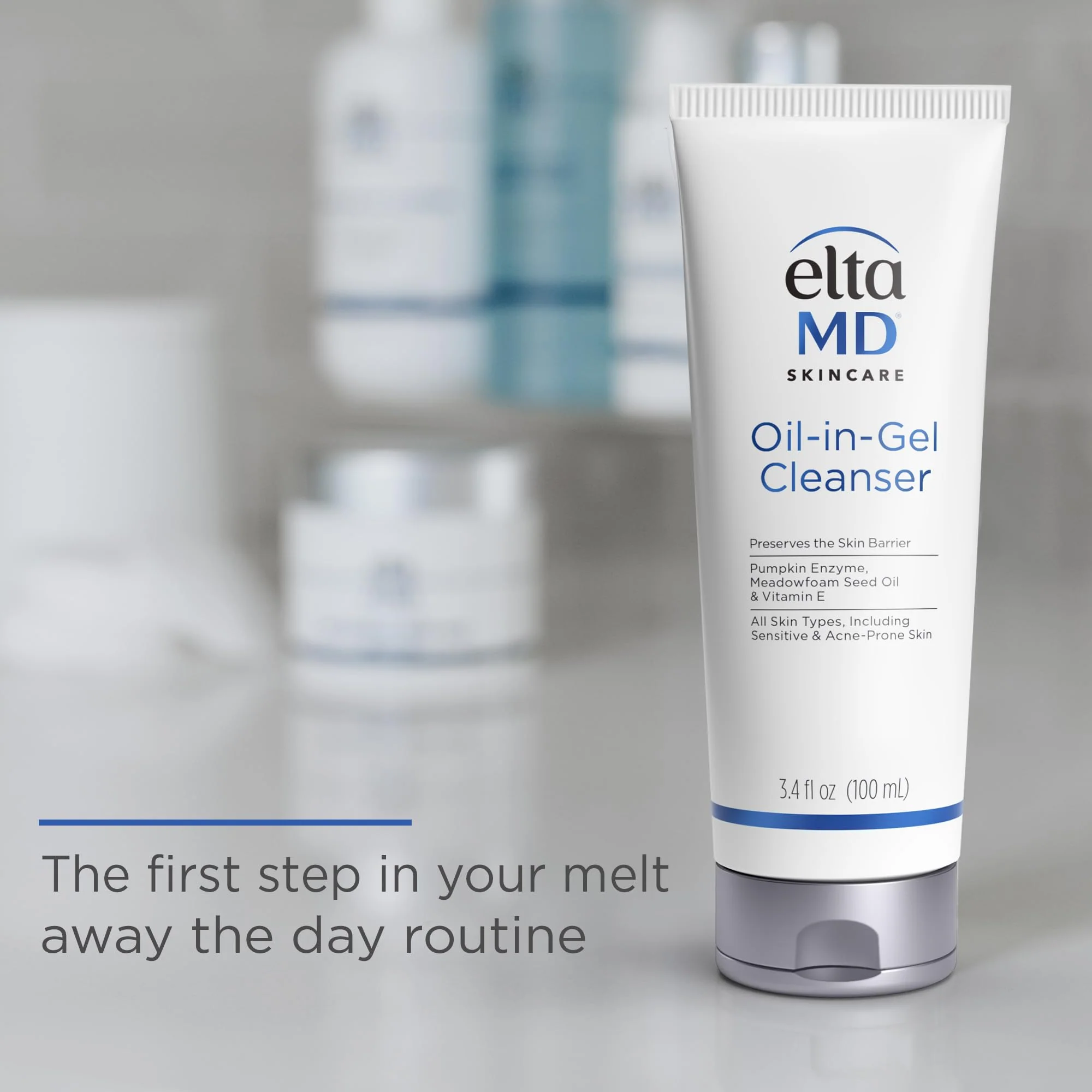 EltaMD Oil-In-Gel Facial Cleanser, Daily Gentle Face Cleanser, Removes Long-Wear Makeup, Sunscreen, and Sweat, Cleansing Oil For Face, 3.4 oz Tube - Image 6
